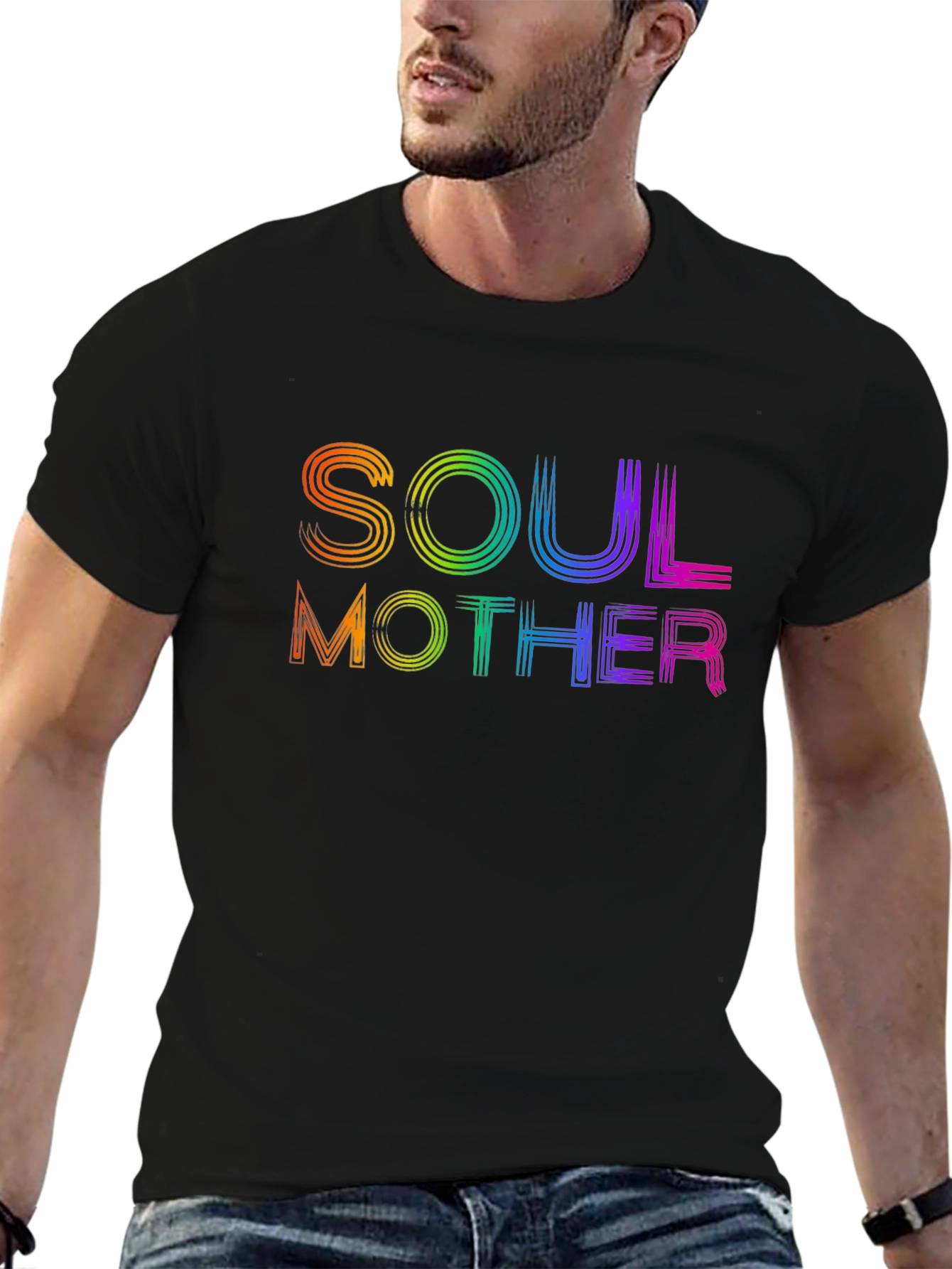 Soul Mother Rainbow Graphic T-Shirt - Black