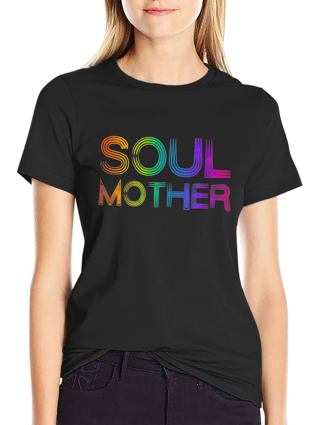 Soul Mother Rainbow Graphic T-Shirt - Black