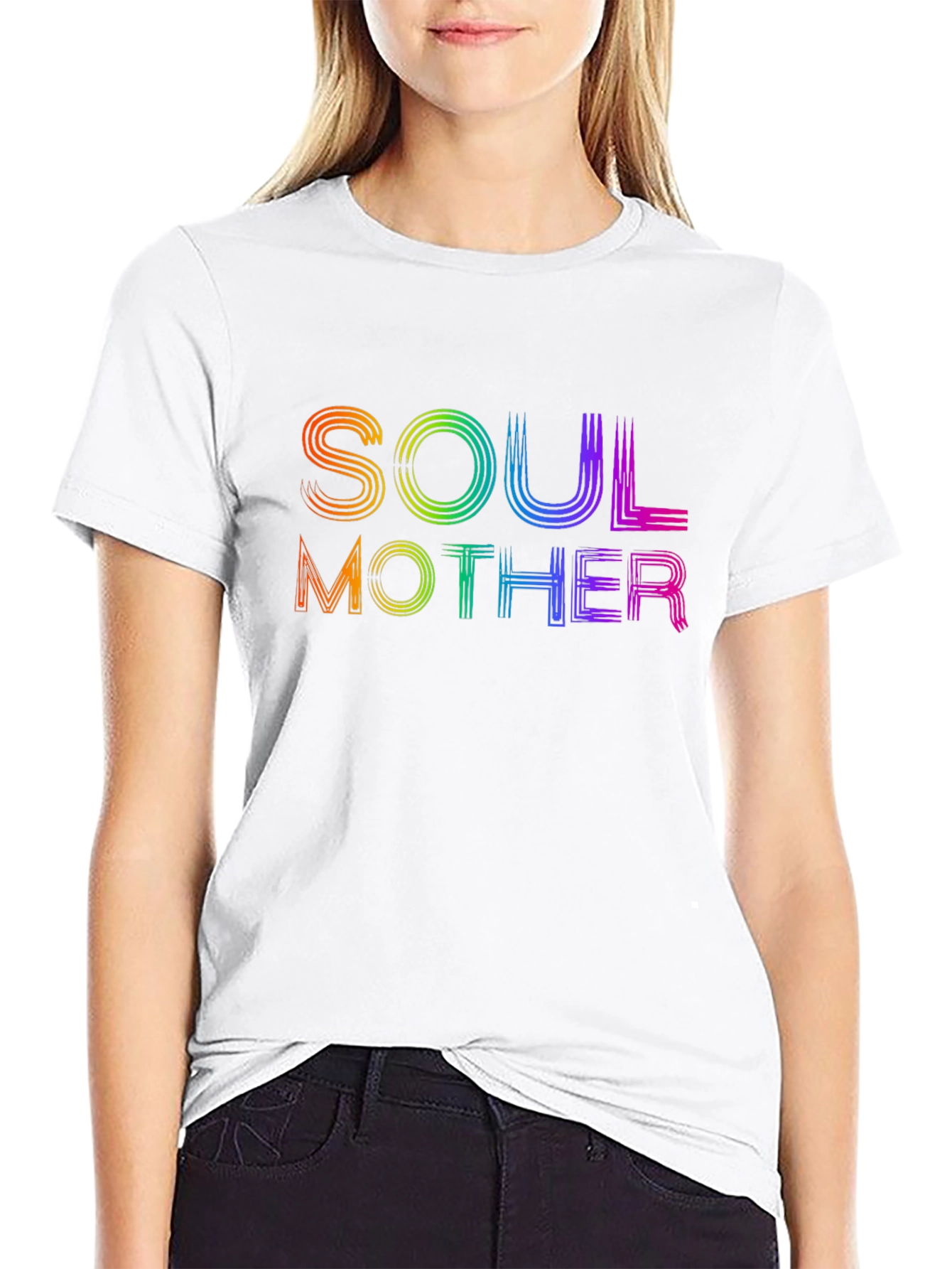 Soul Mother Rainbow Graphic T-Shirt - Black