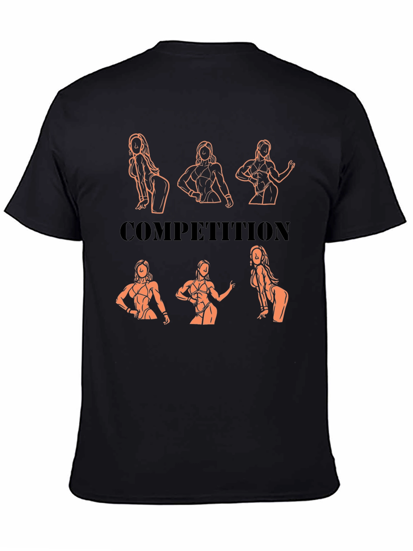 Competition Black T-Shirt with Bodybuilding Design