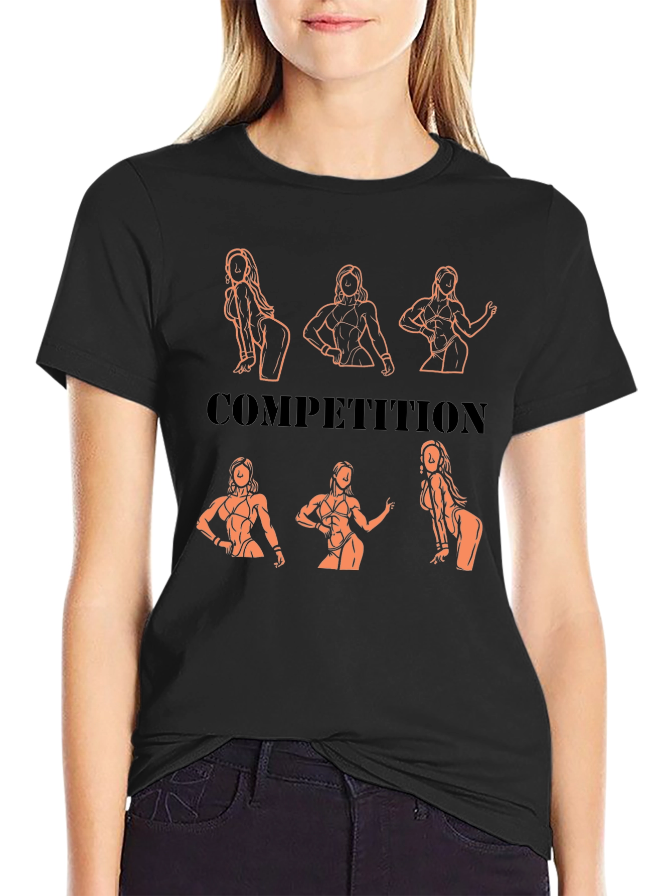 Competition Black T-Shirt with Bodybuilding Design