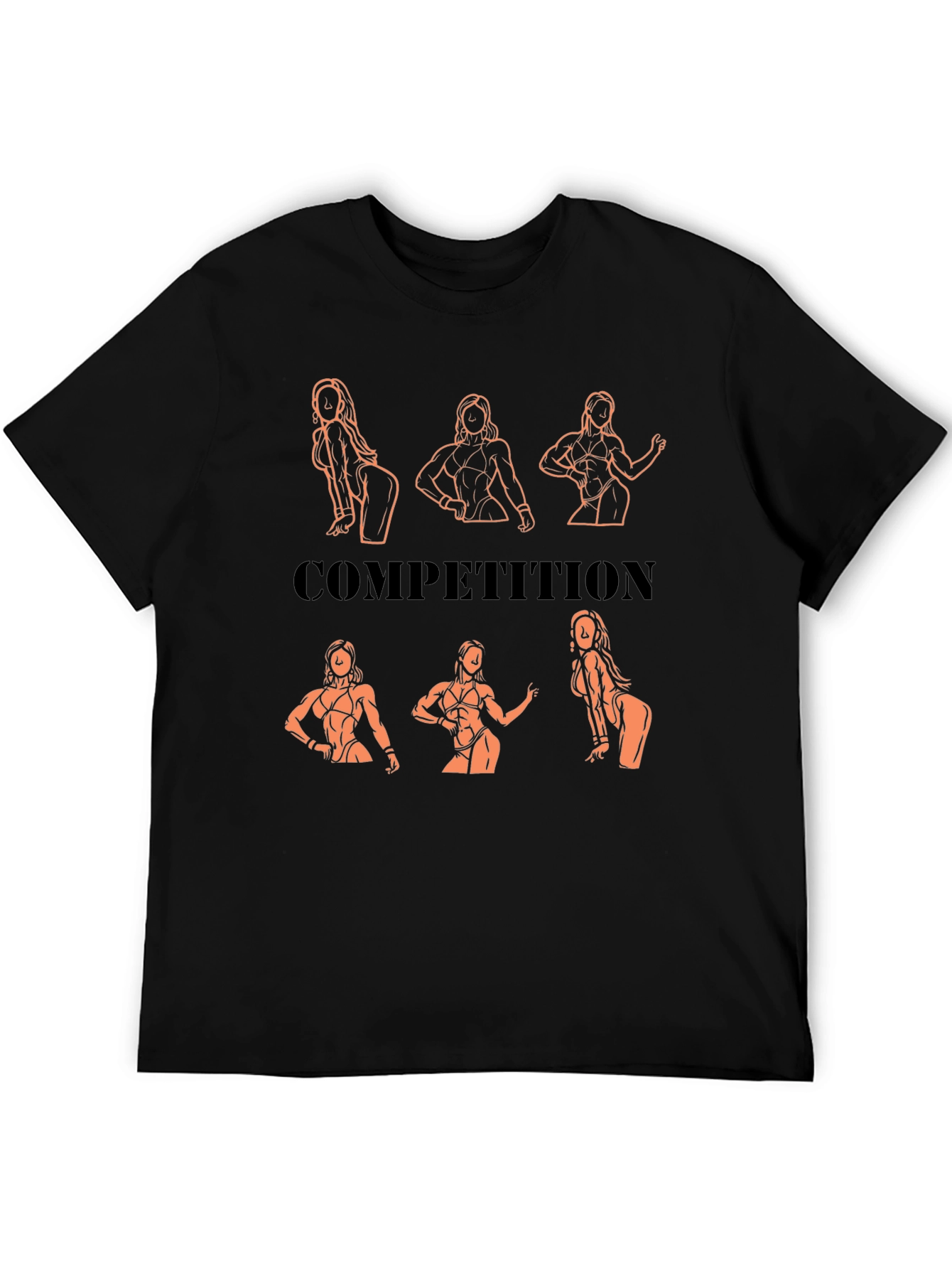 Competition Black T-Shirt with Bodybuilding Design