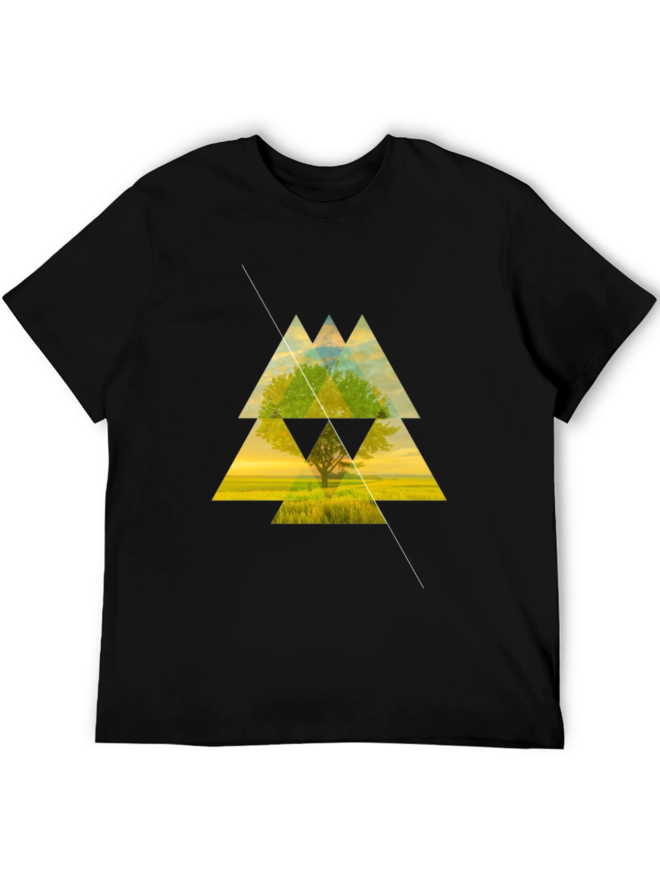 Geometric Tree Graphic Tee - Modern Style