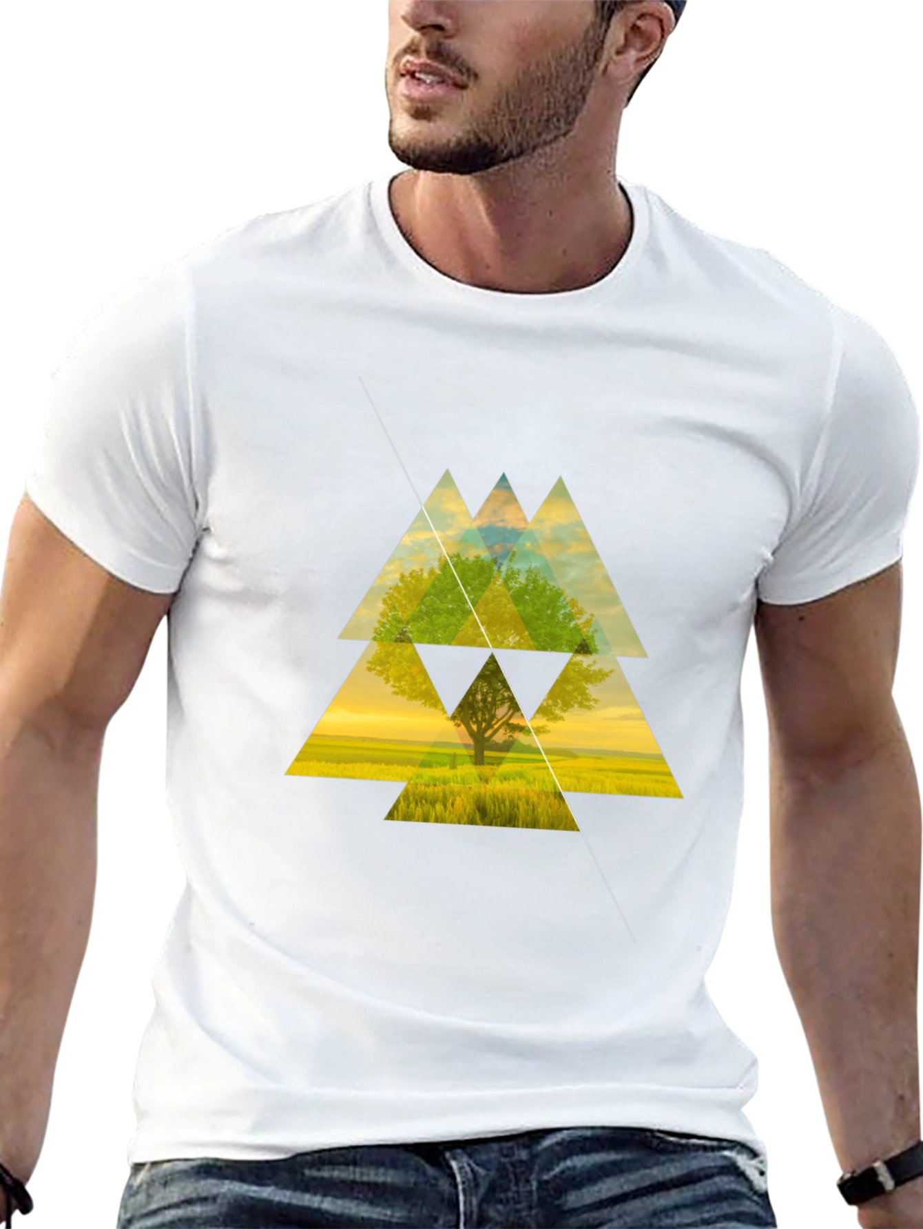 Geometric Tree Graphic Tee - Modern Style