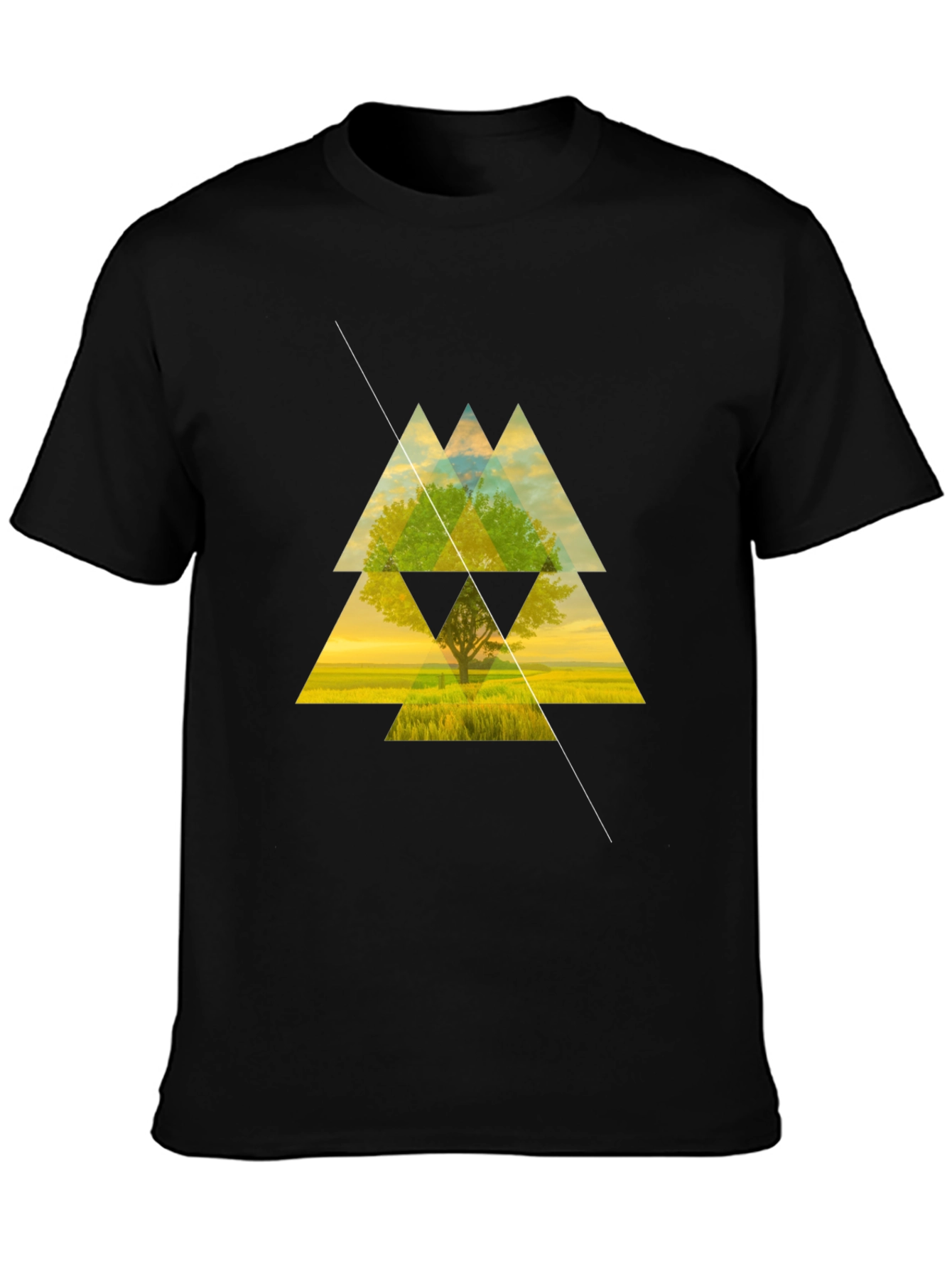 Geometric Tree Graphic Tee - Modern Style