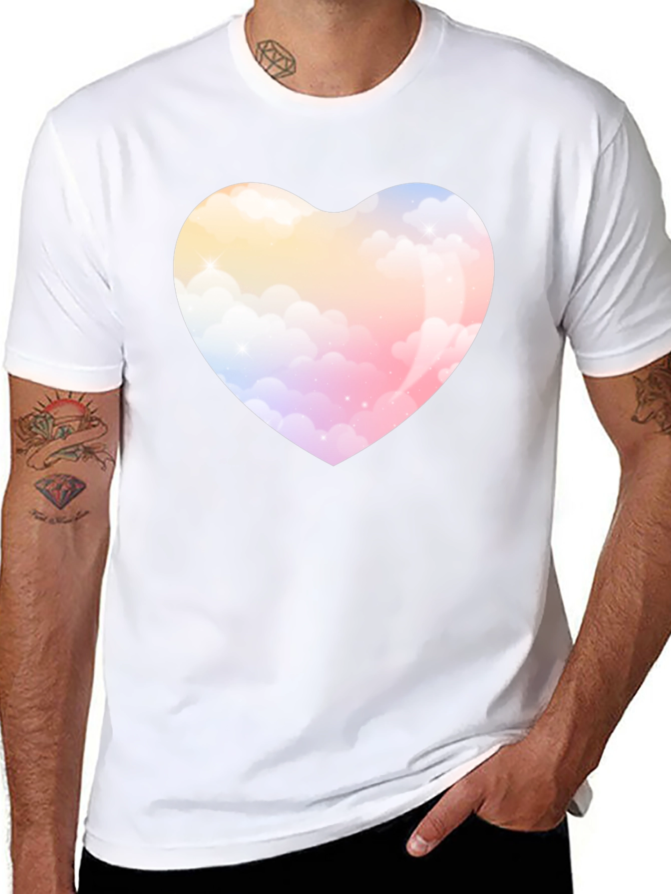 Cloud Heart Graphic Tee - Soft Style Black T-Shirt