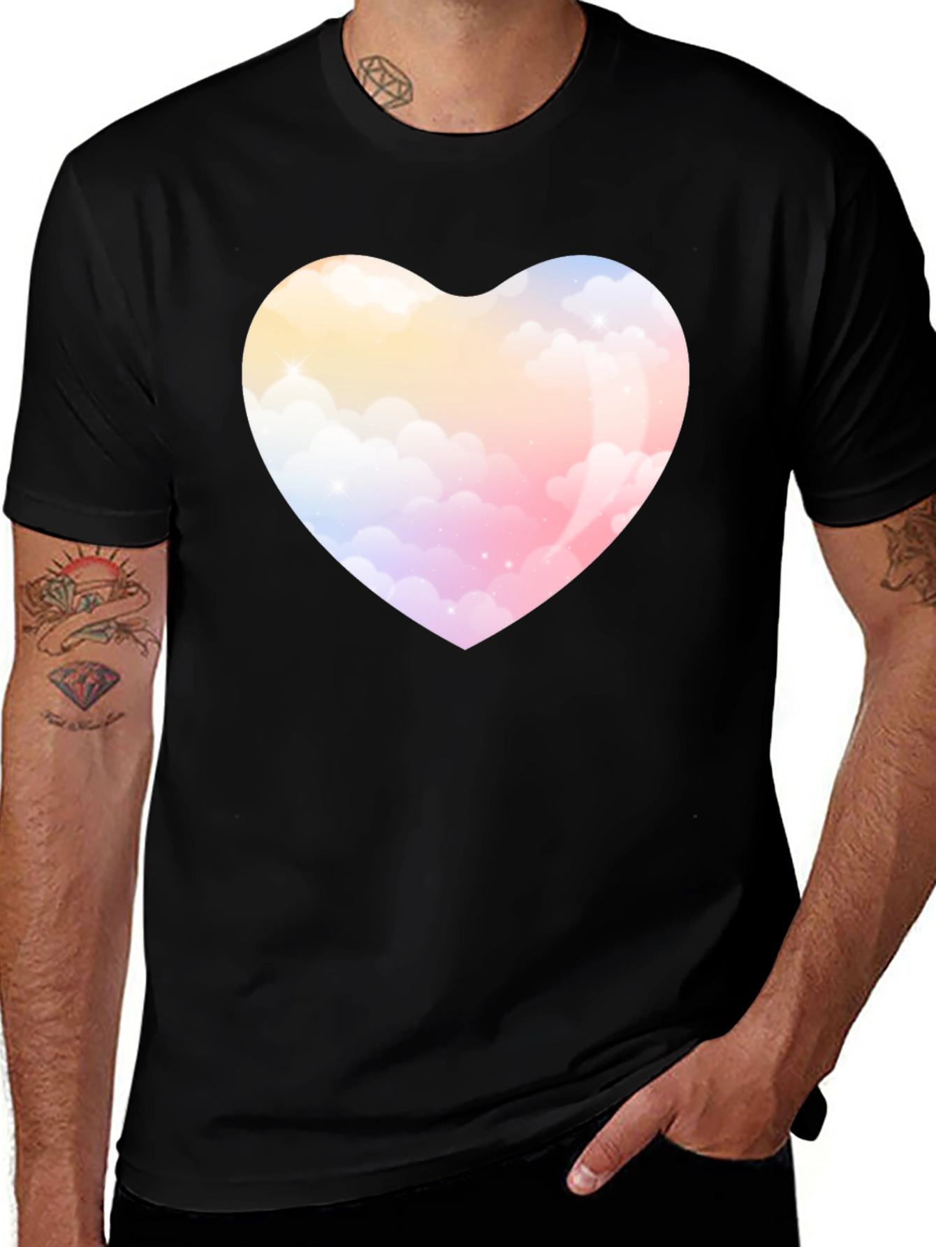 Cloud Heart Graphic Tee - Soft Style Black T-Shirt