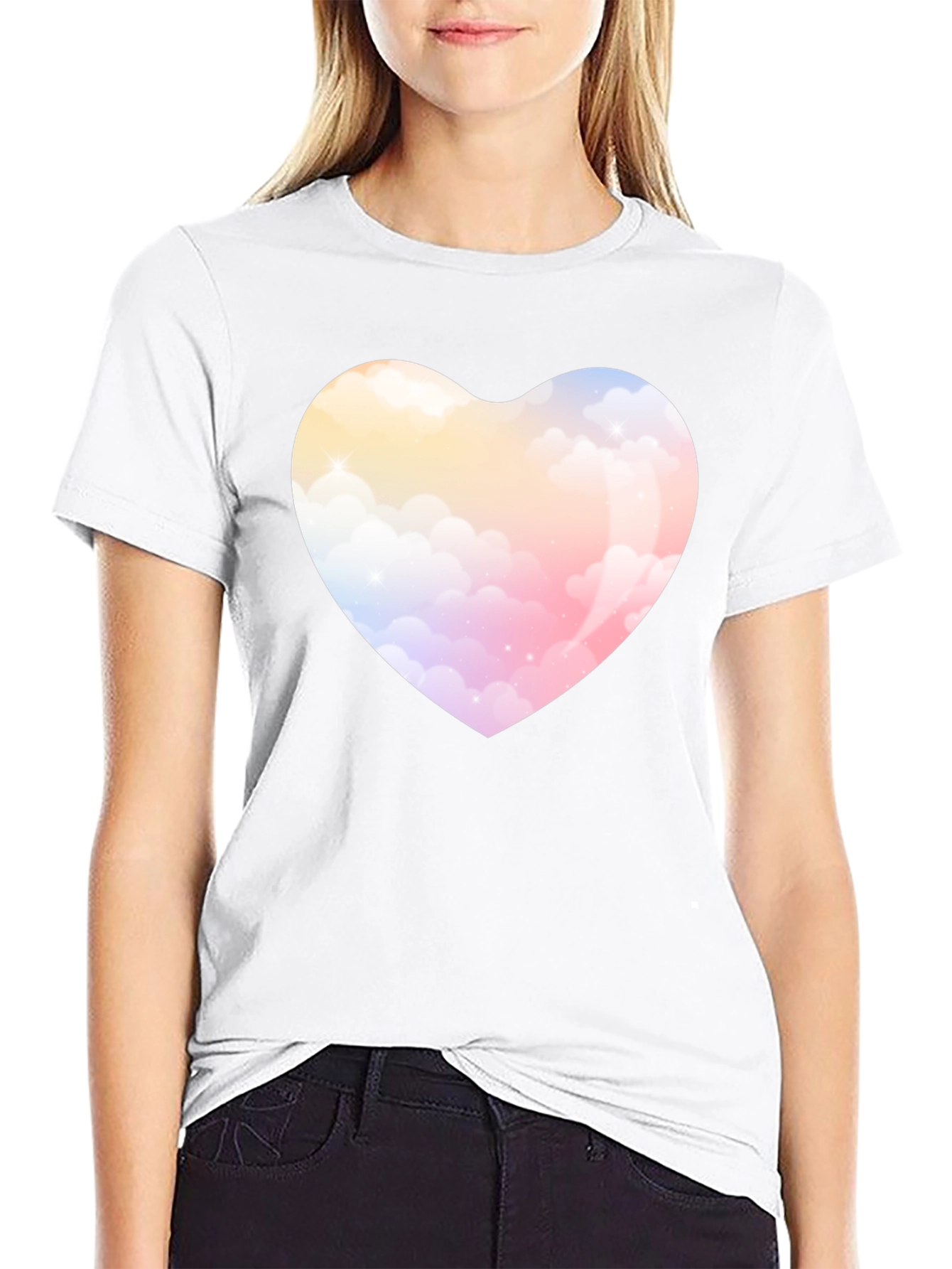 Cloud Heart Graphic Tee - Soft Style Black T-Shirt