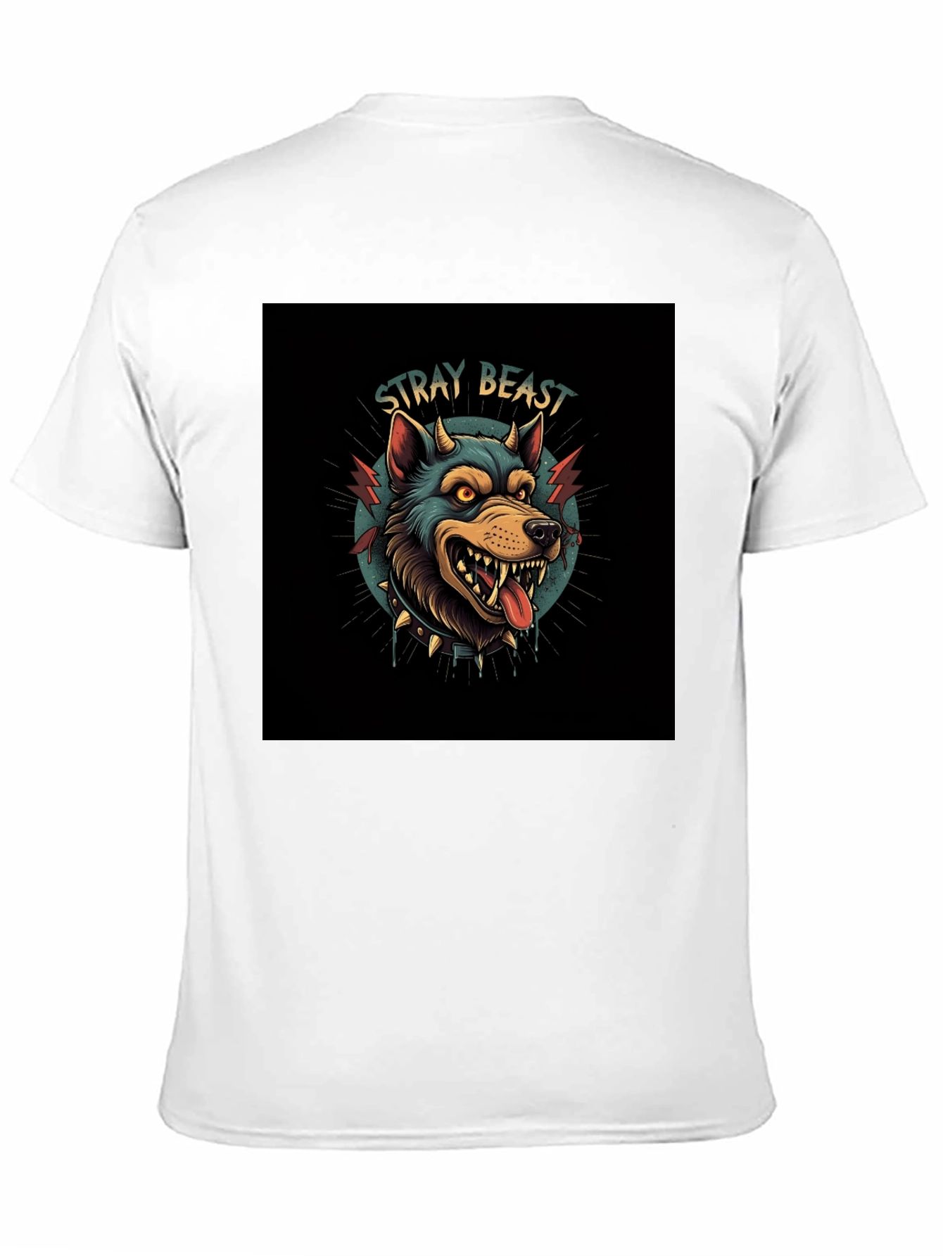 Stray Beast Graphic Tee - Edgy Wolf Design
