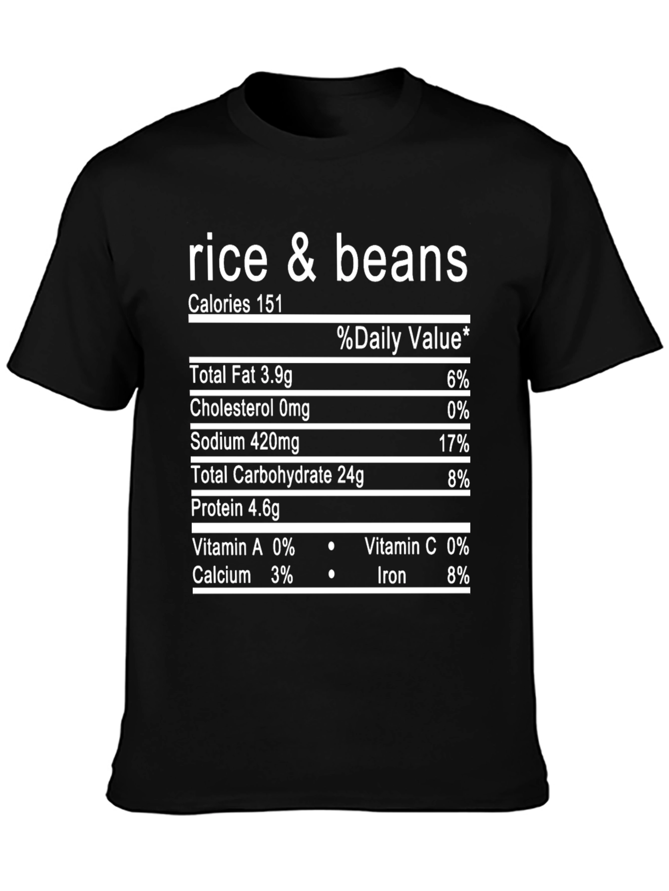 Rice & Beans Nutrition Facts Graphic T-Shirt