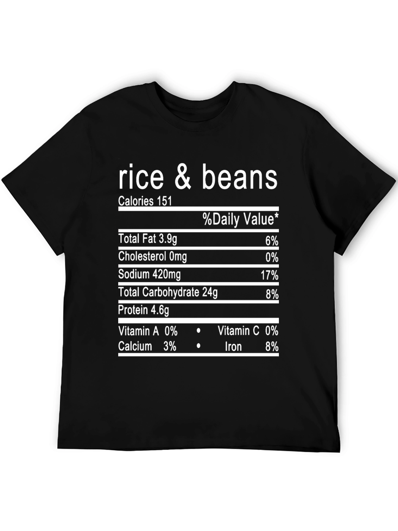 Rice & Beans Nutrition Facts Graphic T-Shirt