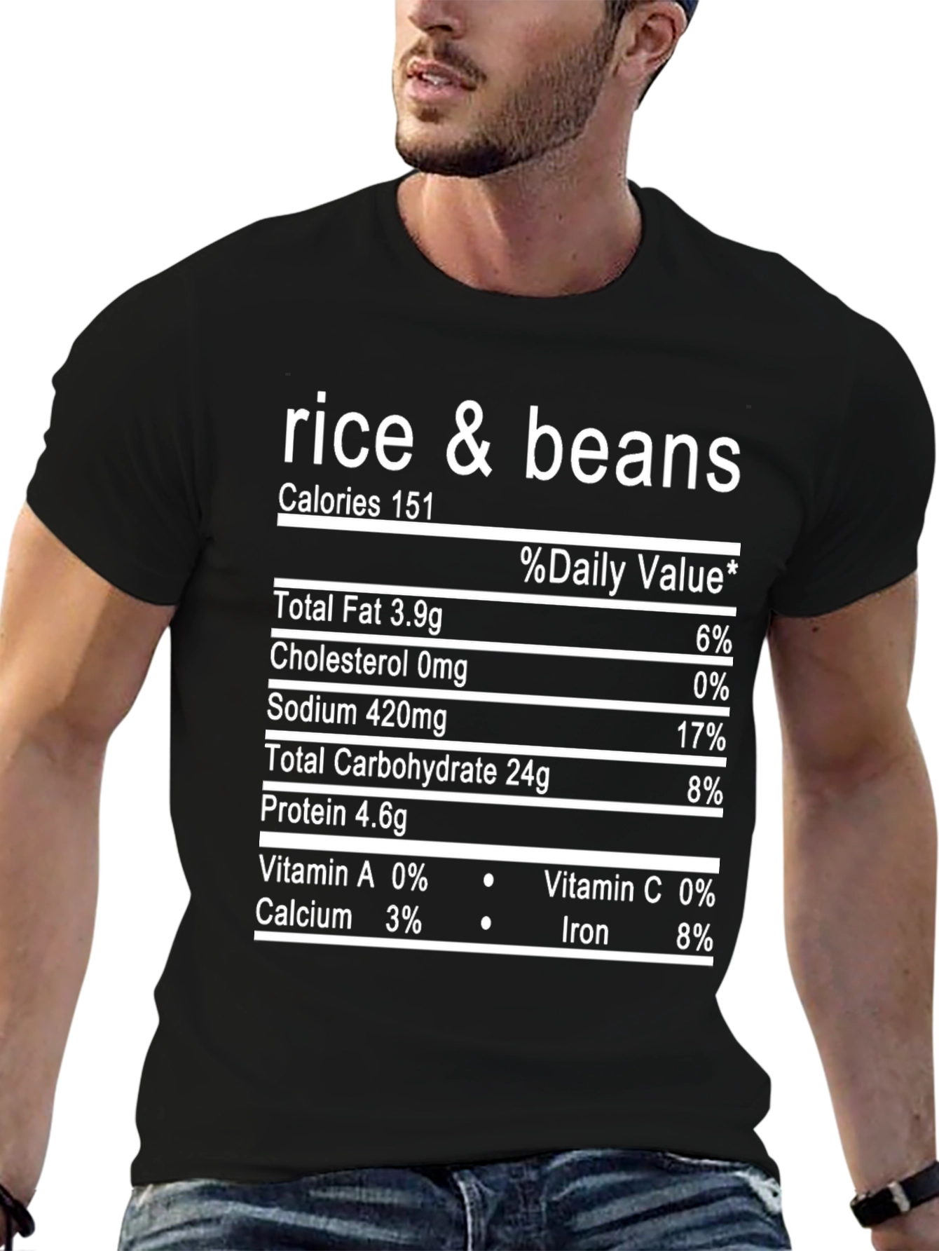 Rice & Beans Nutrition Facts Graphic T-Shirt