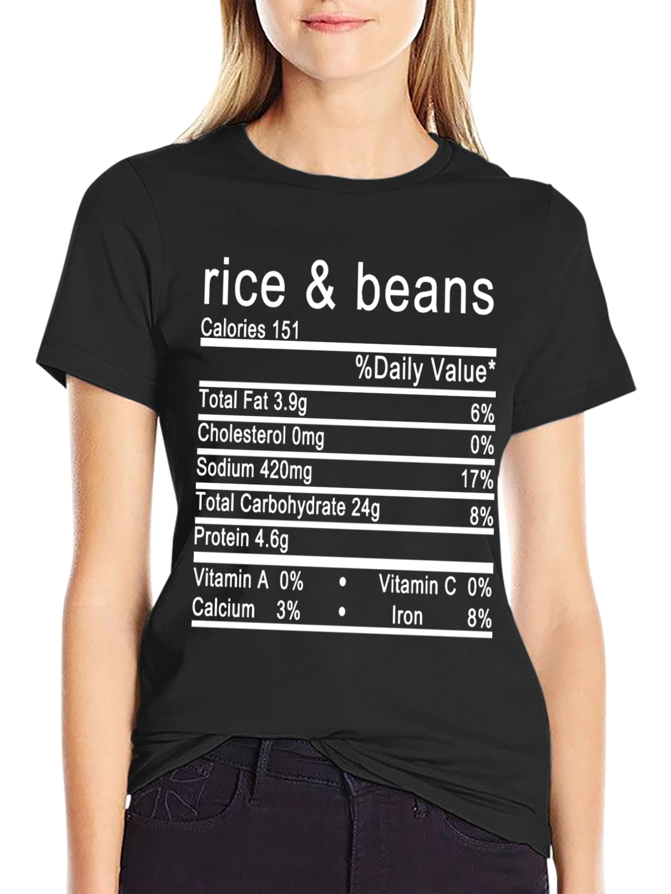 Rice & Beans Nutrition Facts Graphic T-Shirt