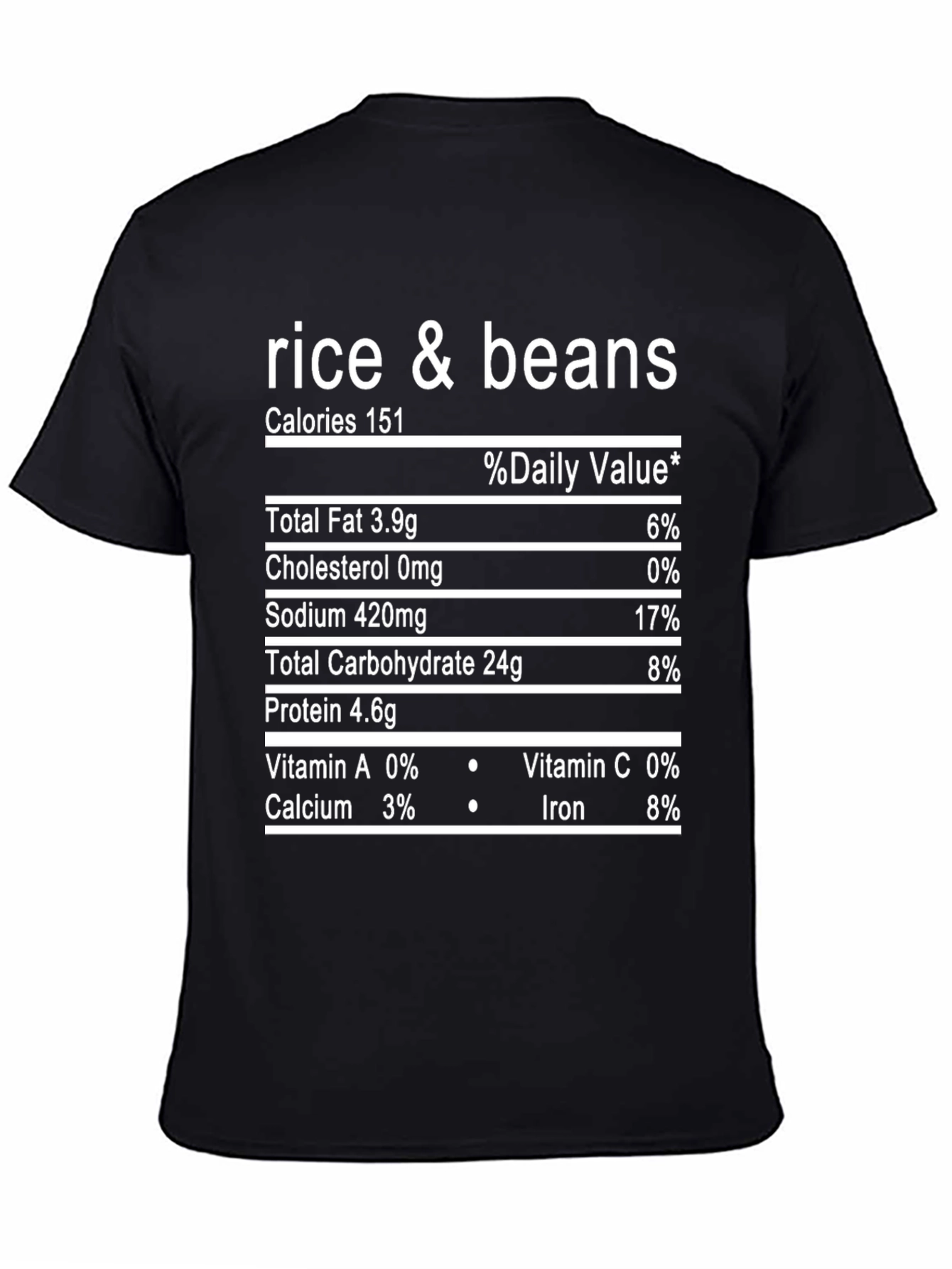 Rice & Beans Nutrition Facts Graphic T-Shirt