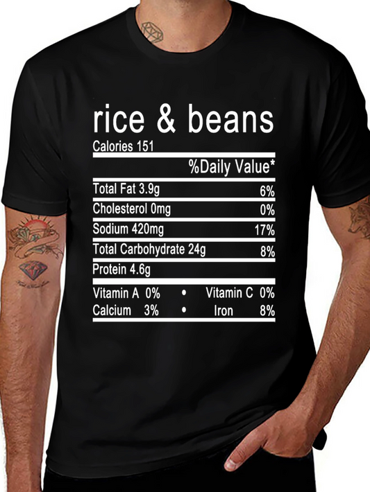 Rice & Beans Nutrition Facts Graphic T-Shirt
