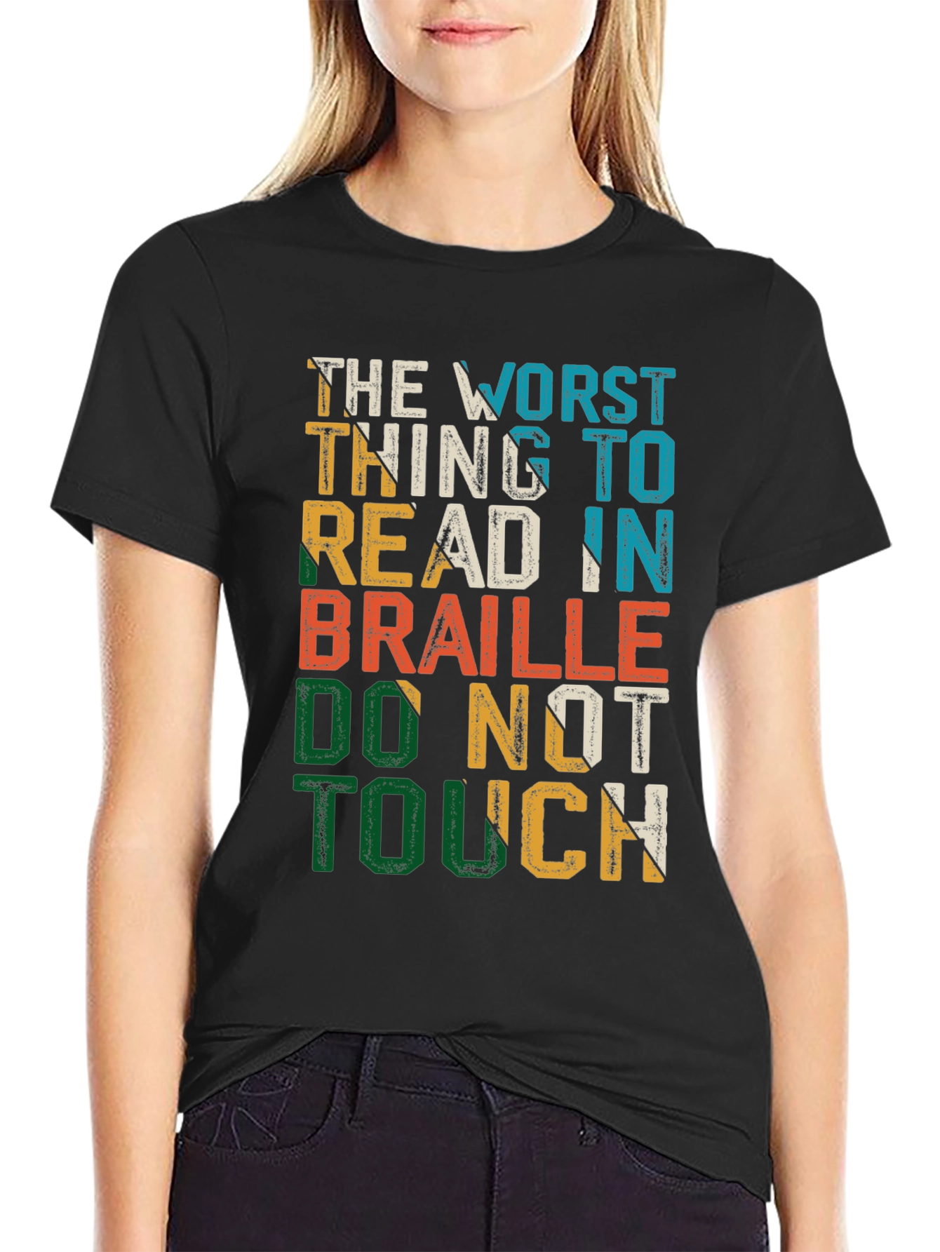 Humorous Do Not Touch Braille T-Shirt