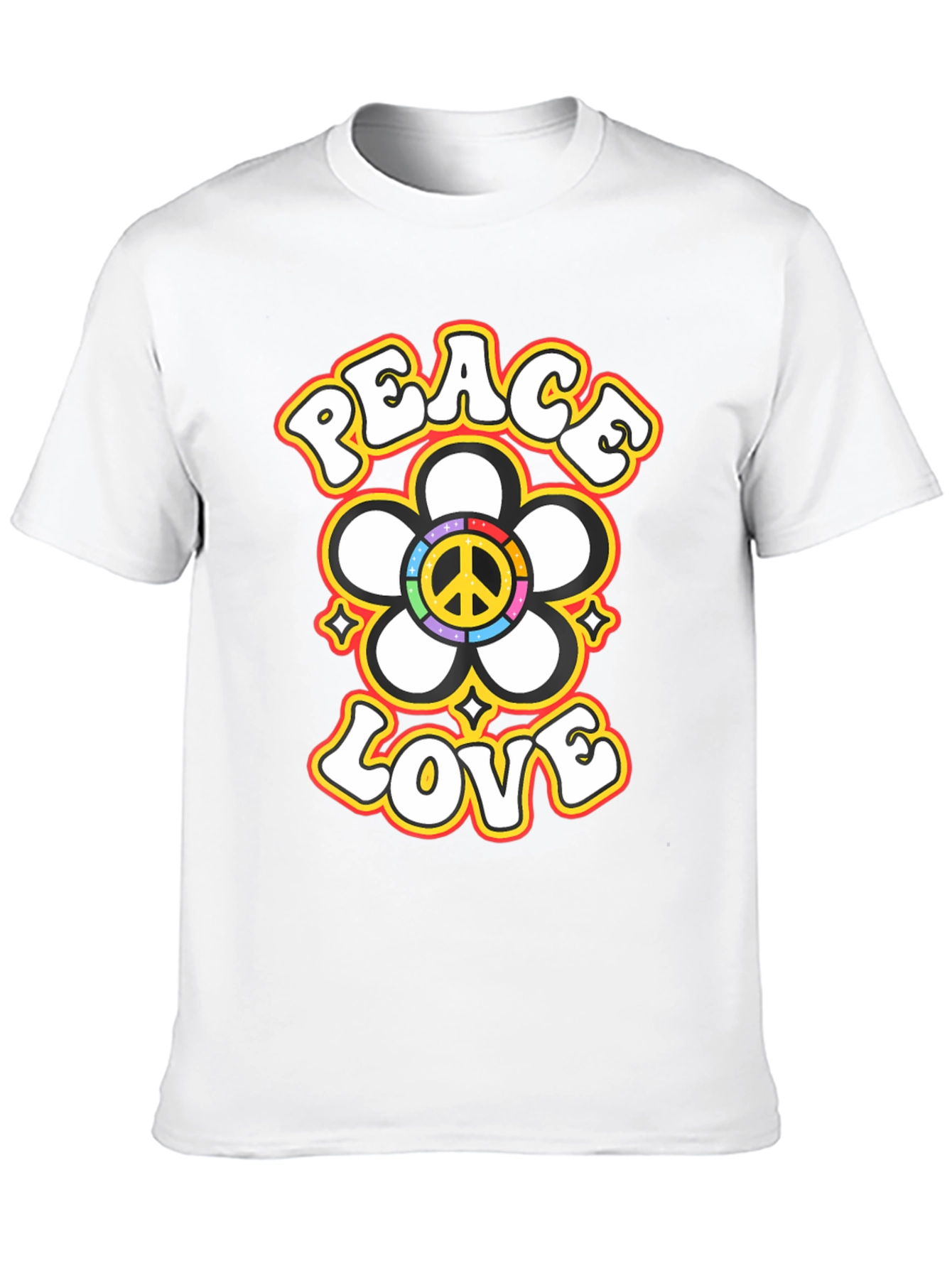 Peace Love Flower Power Retro Graphic T-Shirt