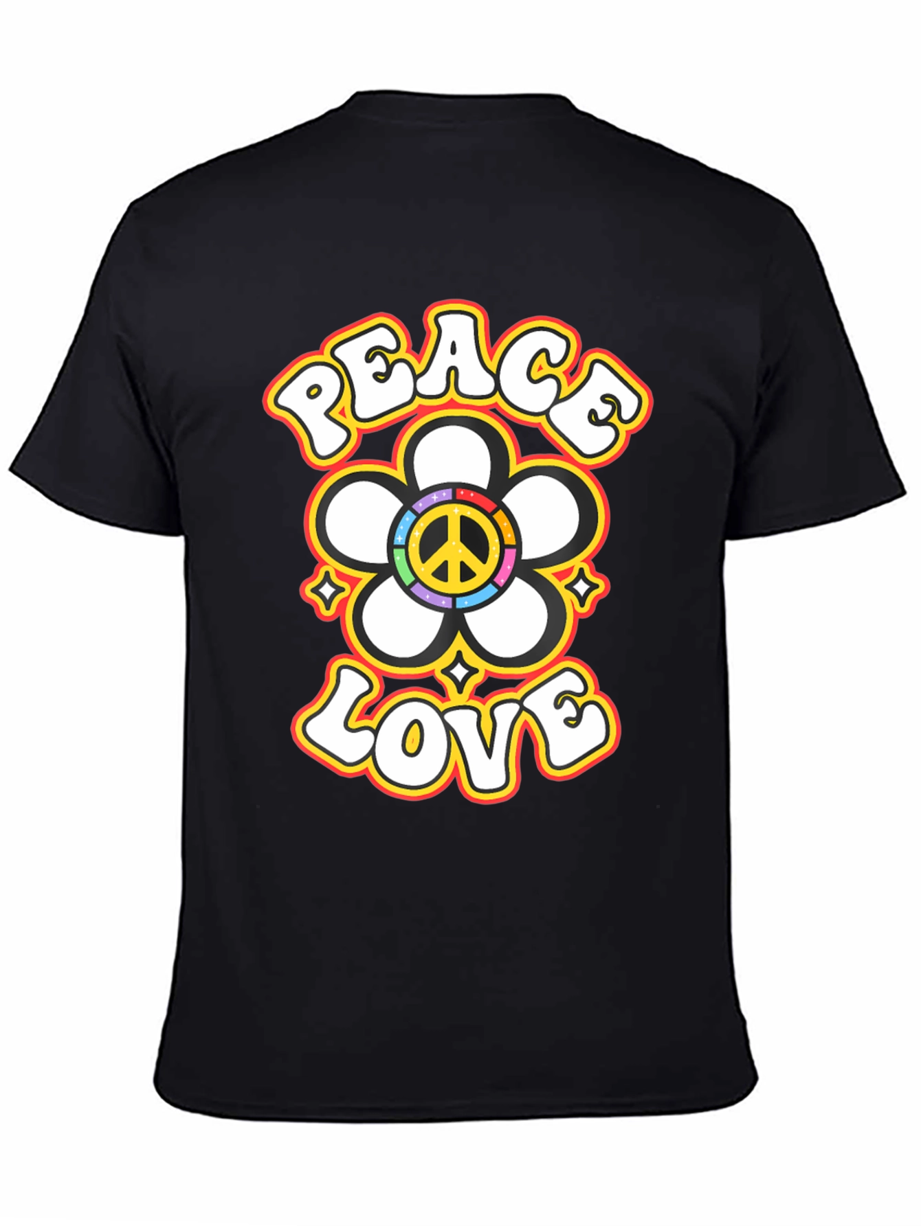 Peace Love Flower Power Retro Graphic T-Shirt