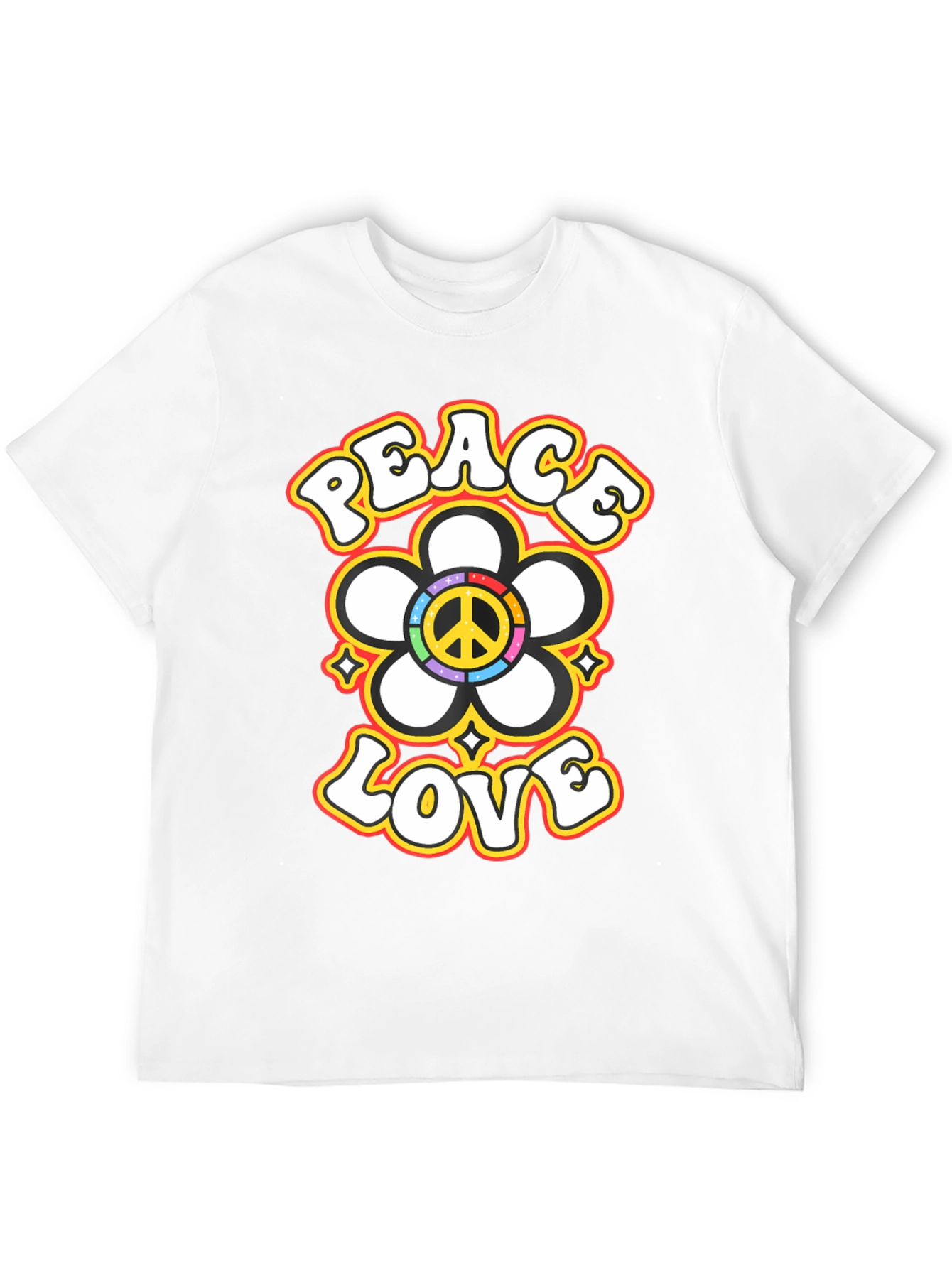 Peace Love Flower Power Retro Graphic T-Shirt