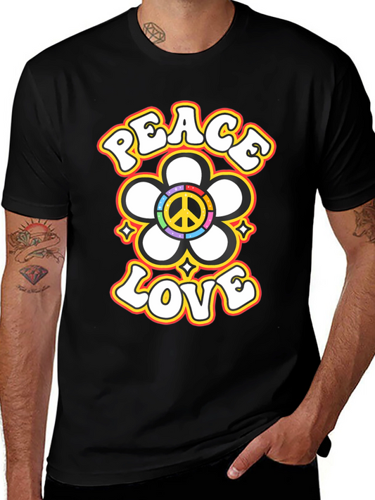 Peace Love Flower Power Retro Graphic T-Shirt