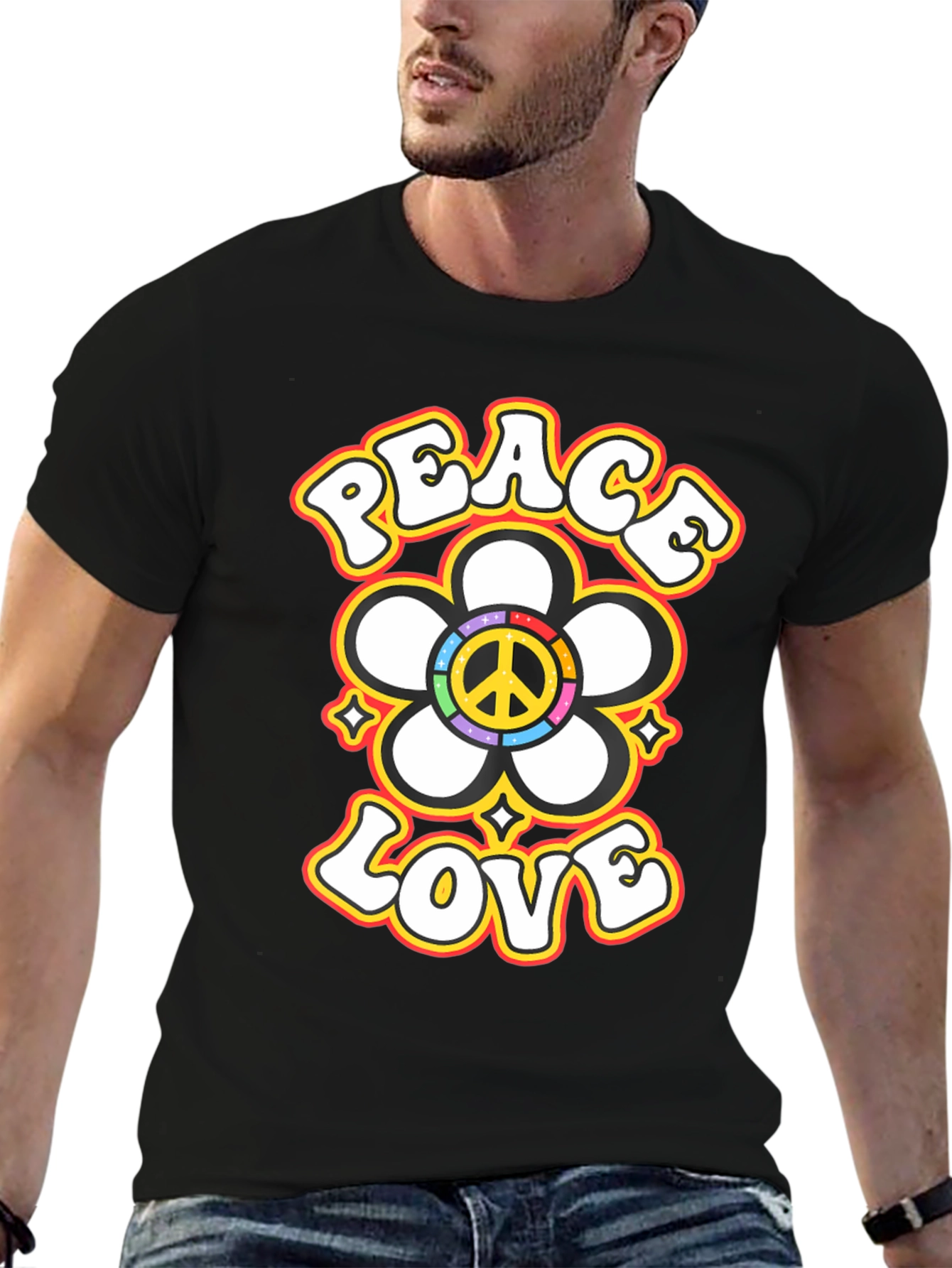 Peace Love Flower Power Retro Graphic T-Shirt