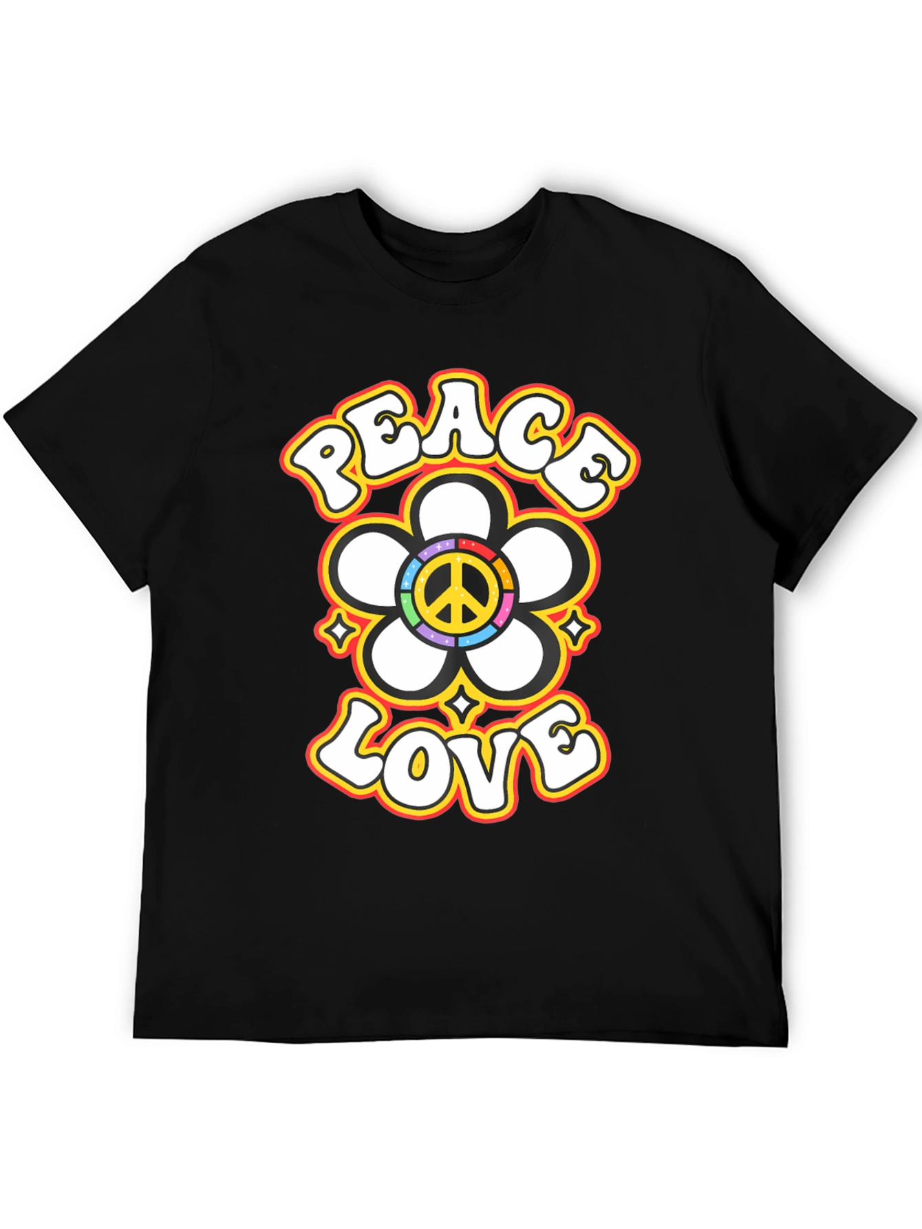 Peace Love Flower Power Retro Graphic T-Shirt