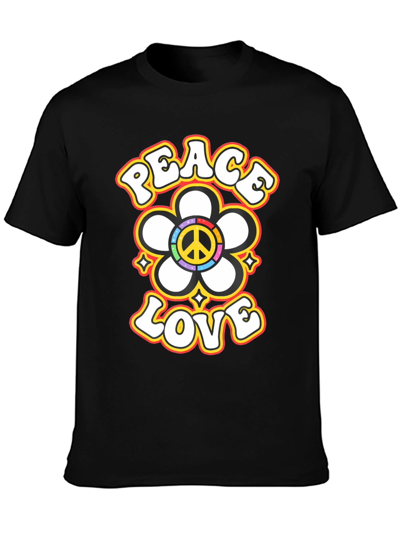 Peace Love Flower Power Retro Graphic T-Shirt