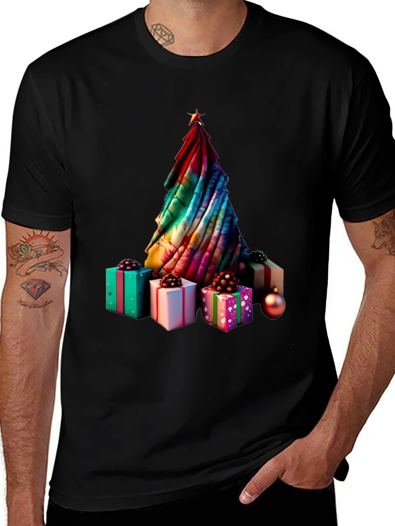 Festive Christmas Tree & Gifts Graphic Tee