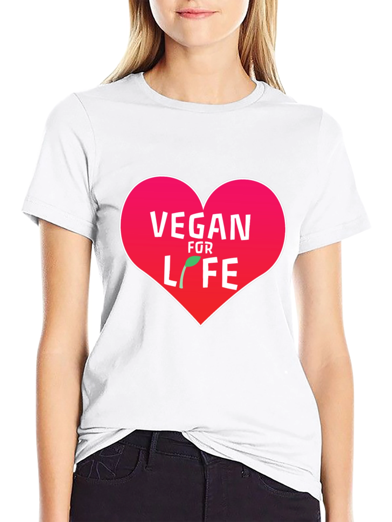 Vegan For Life Heart Graphic T-Shirt