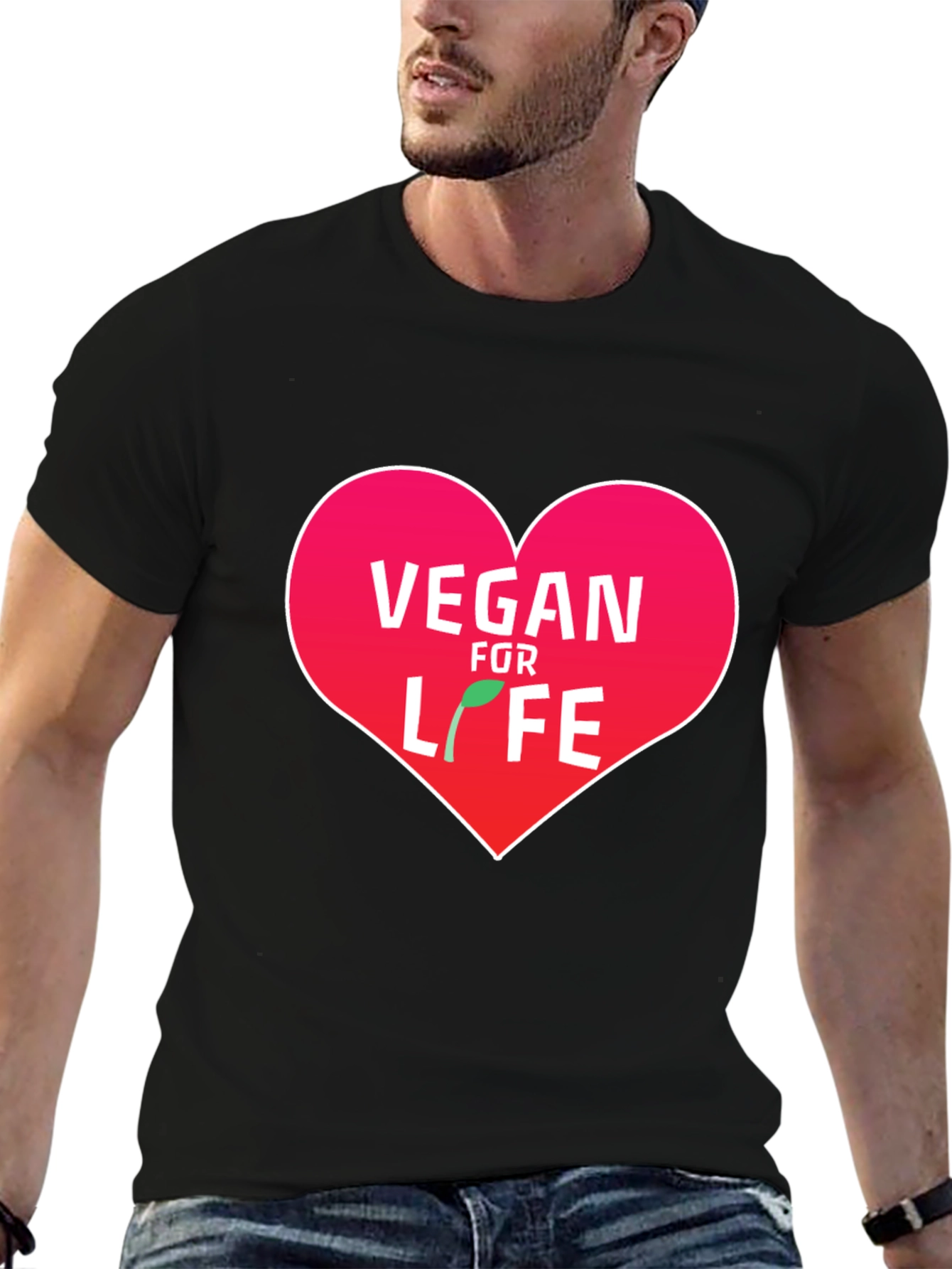 Vegan For Life Heart Graphic T-Shirt