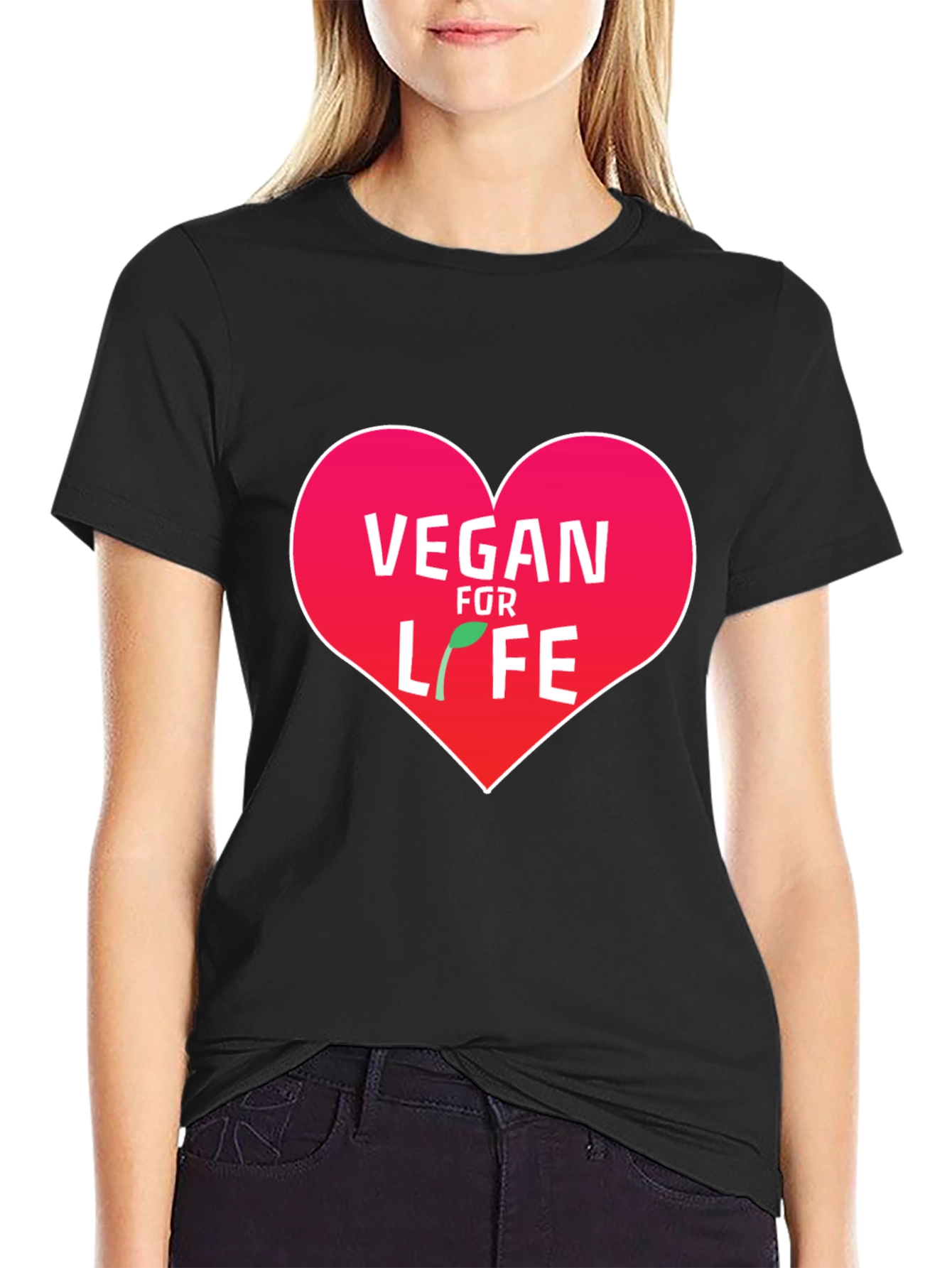 Vegan For Life Heart Graphic T-Shirt