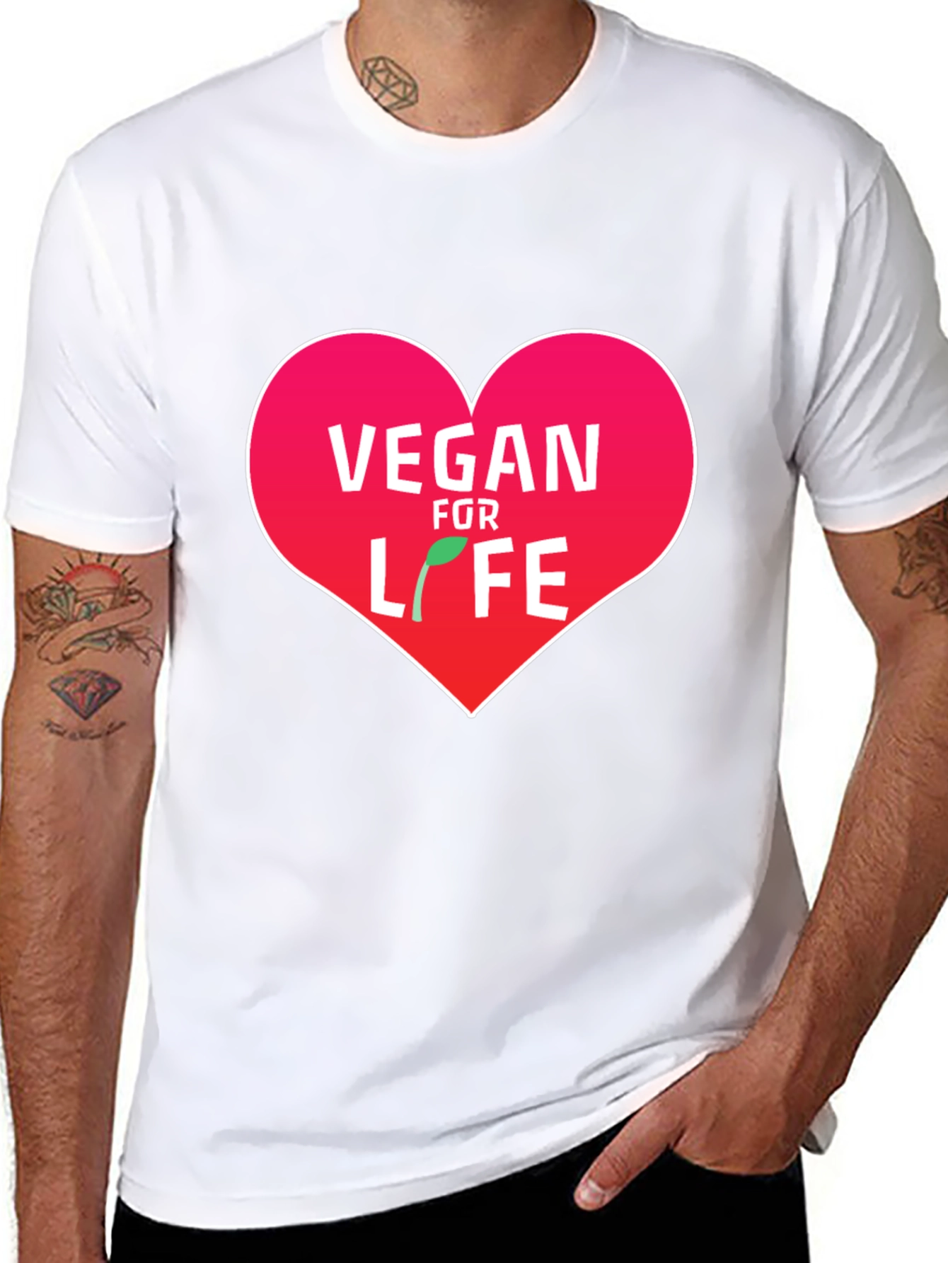 Vegan For Life Heart Graphic T-Shirt
