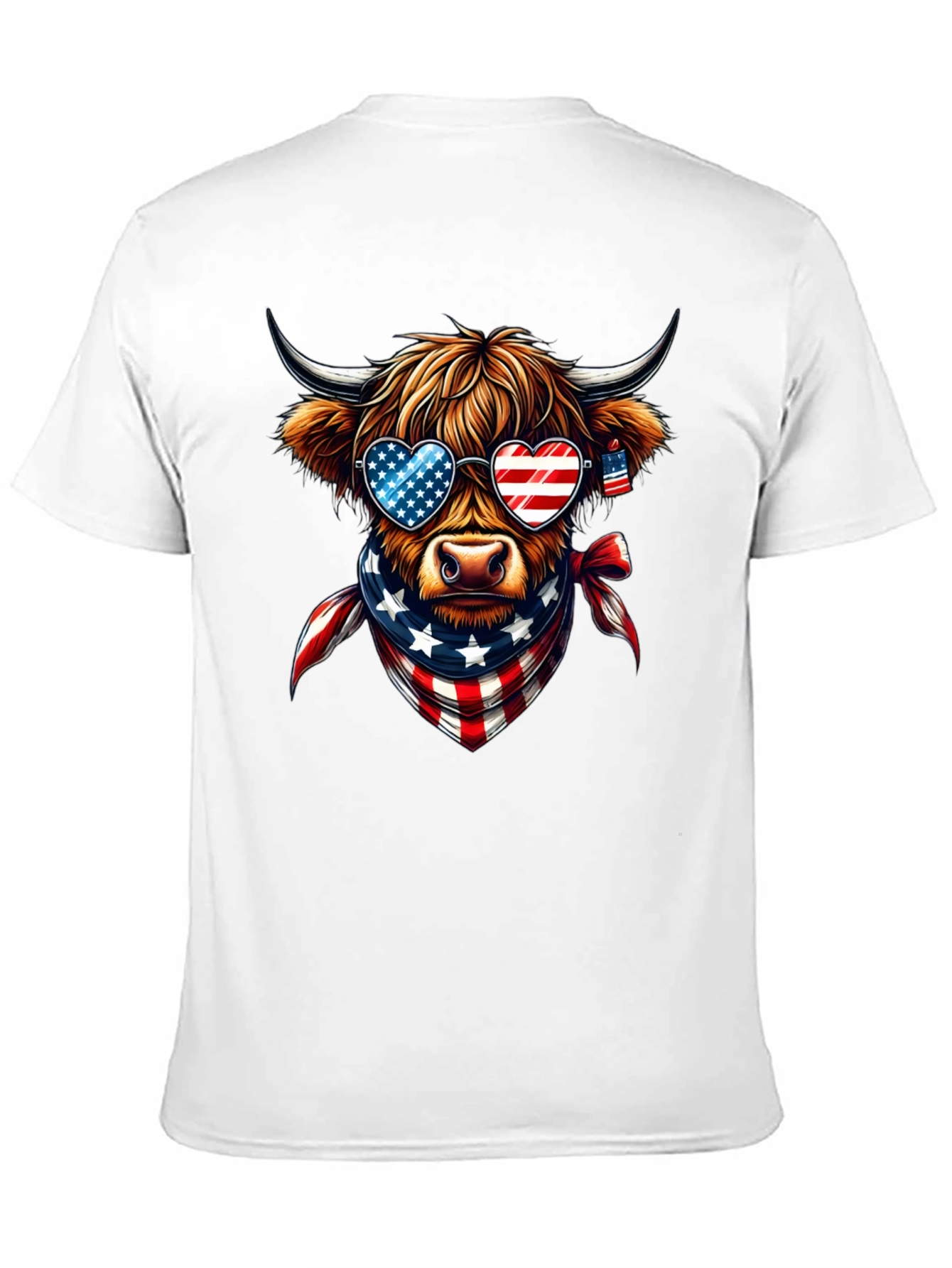 Patriotic Highland Cow T-Shirt - USA Pride
