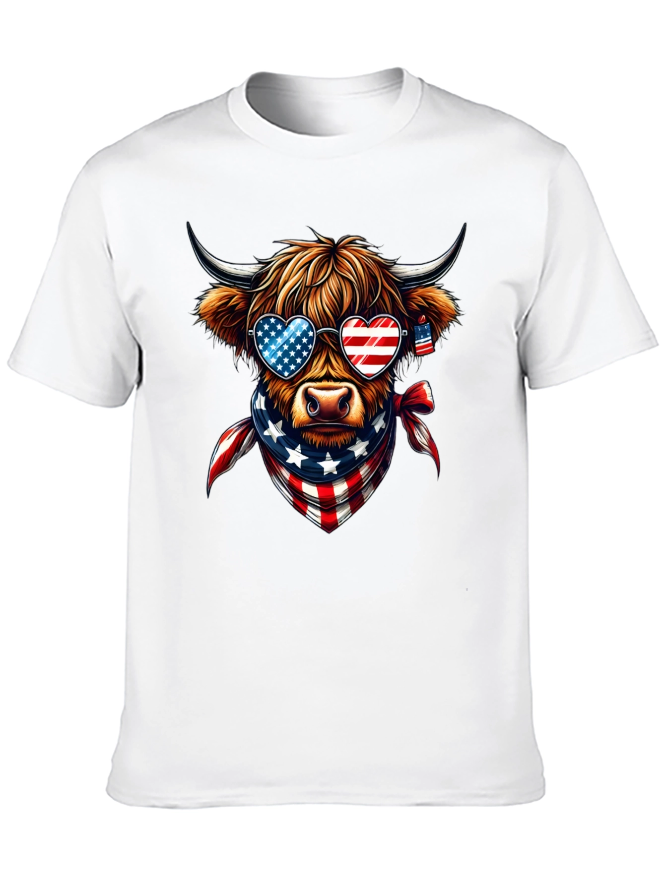 Patriotic Highland Cow T-Shirt - USA Pride