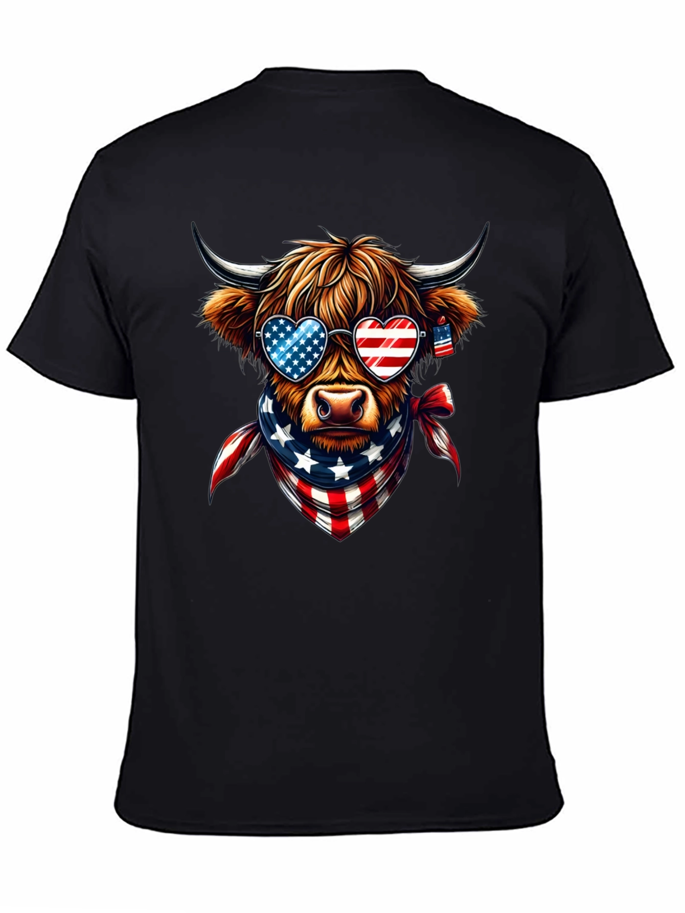 Patriotic Highland Cow T-Shirt - USA Pride