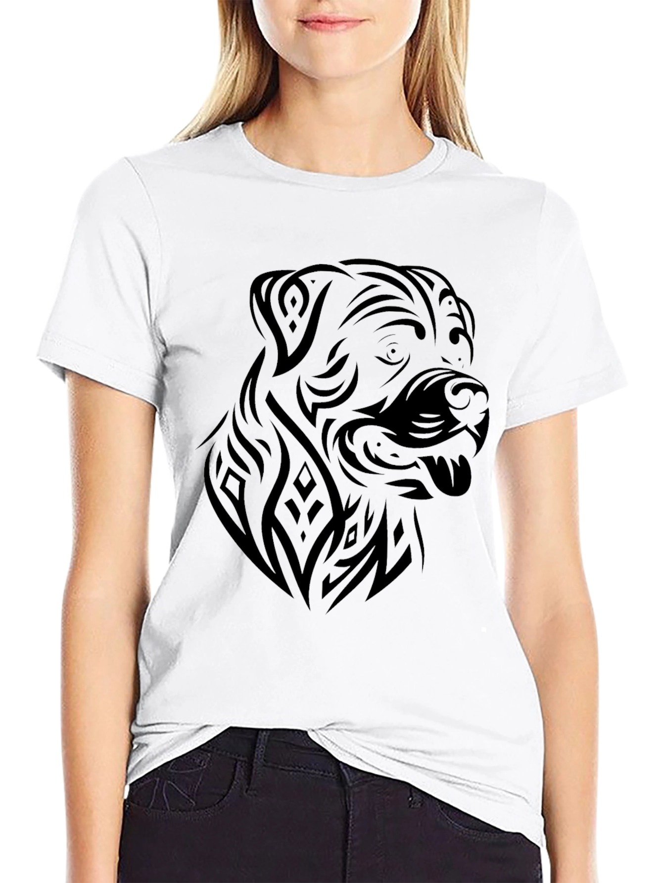 Tribal Dog Graphic Tee - Mens Black T-Shirt