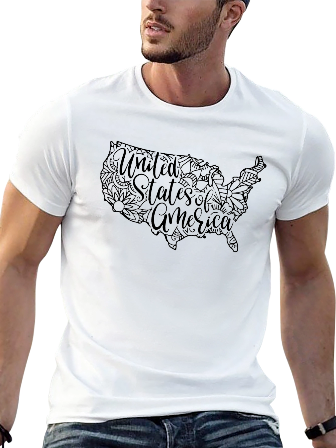 USA Map Floral T-Shirt - Patriotic Tee