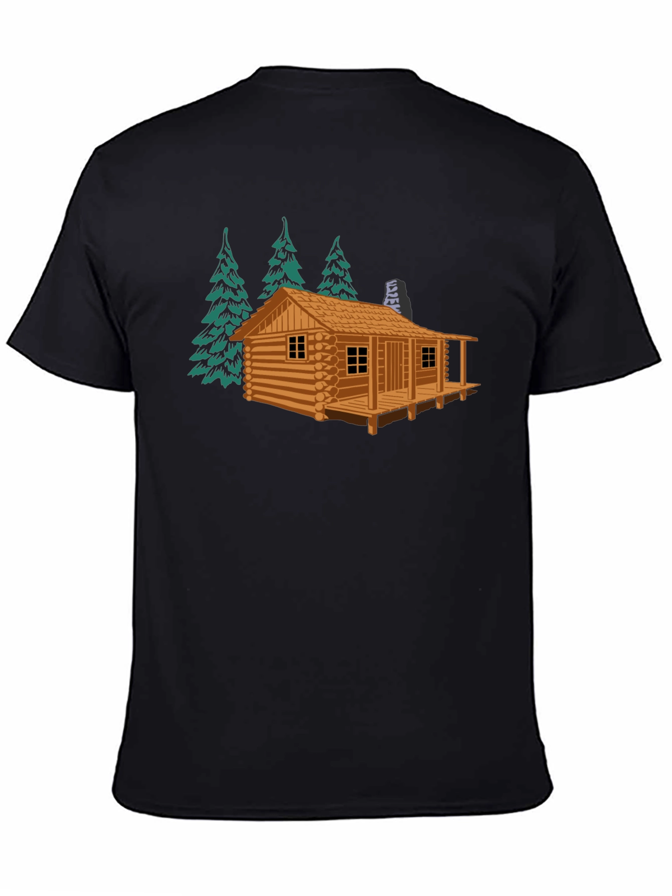Log Cabin Graphic Tee - Black Casual T-Shirt