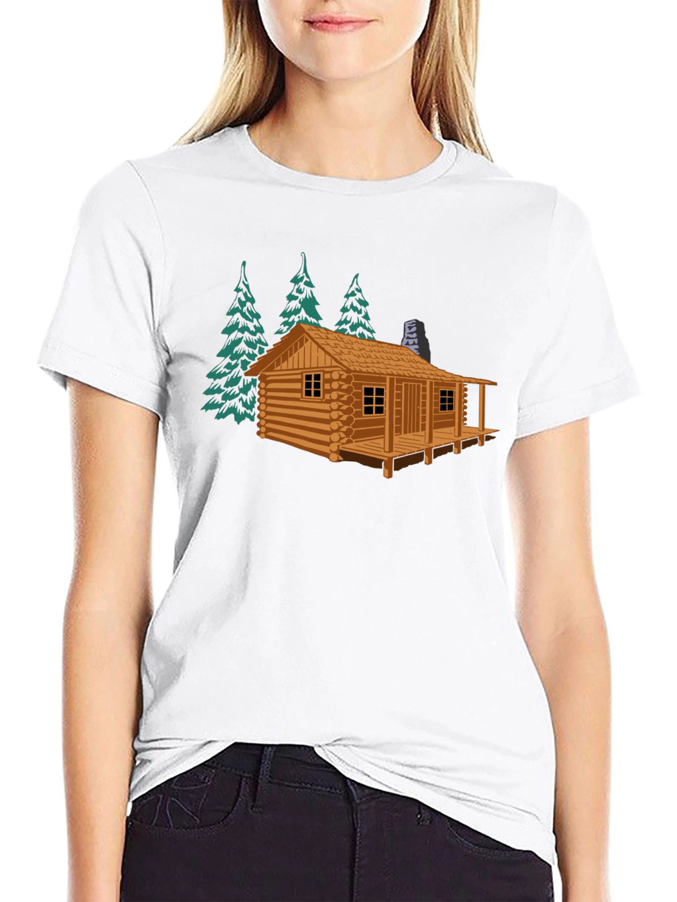Log Cabin Graphic Tee - Black Casual T-Shirt