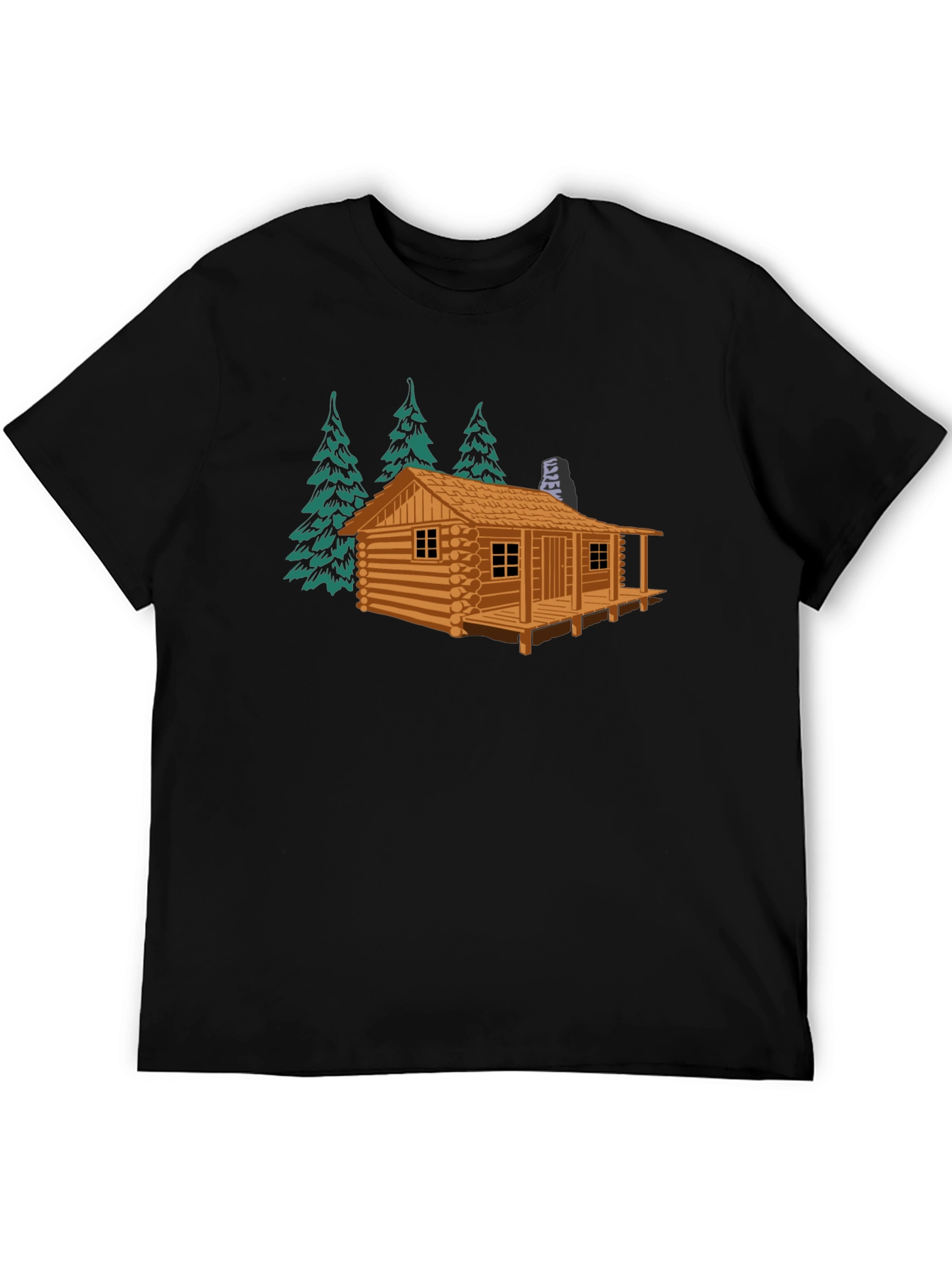Log Cabin Graphic Tee - Black Casual T-Shirt