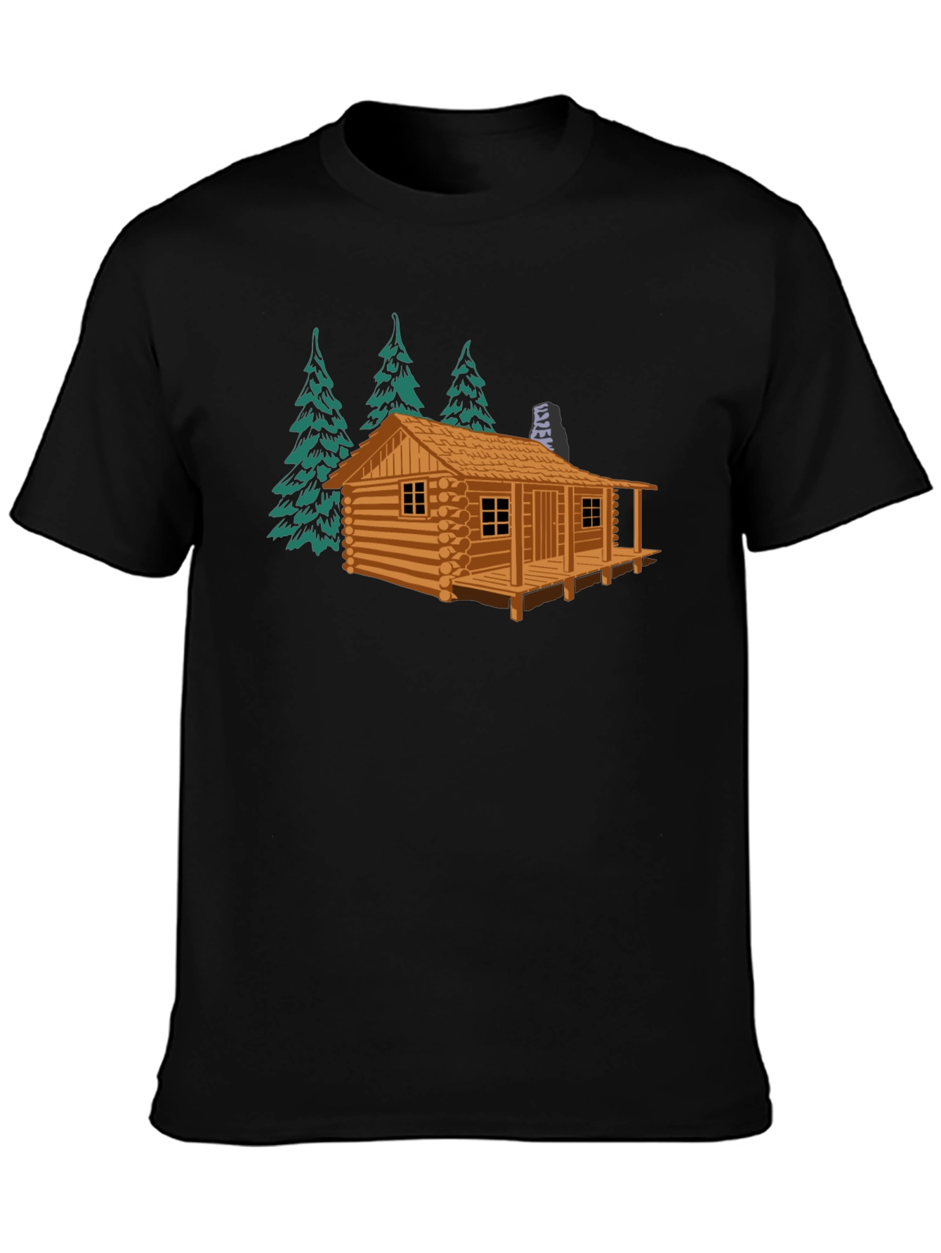 Log Cabin Graphic Tee - Black Casual T-Shirt