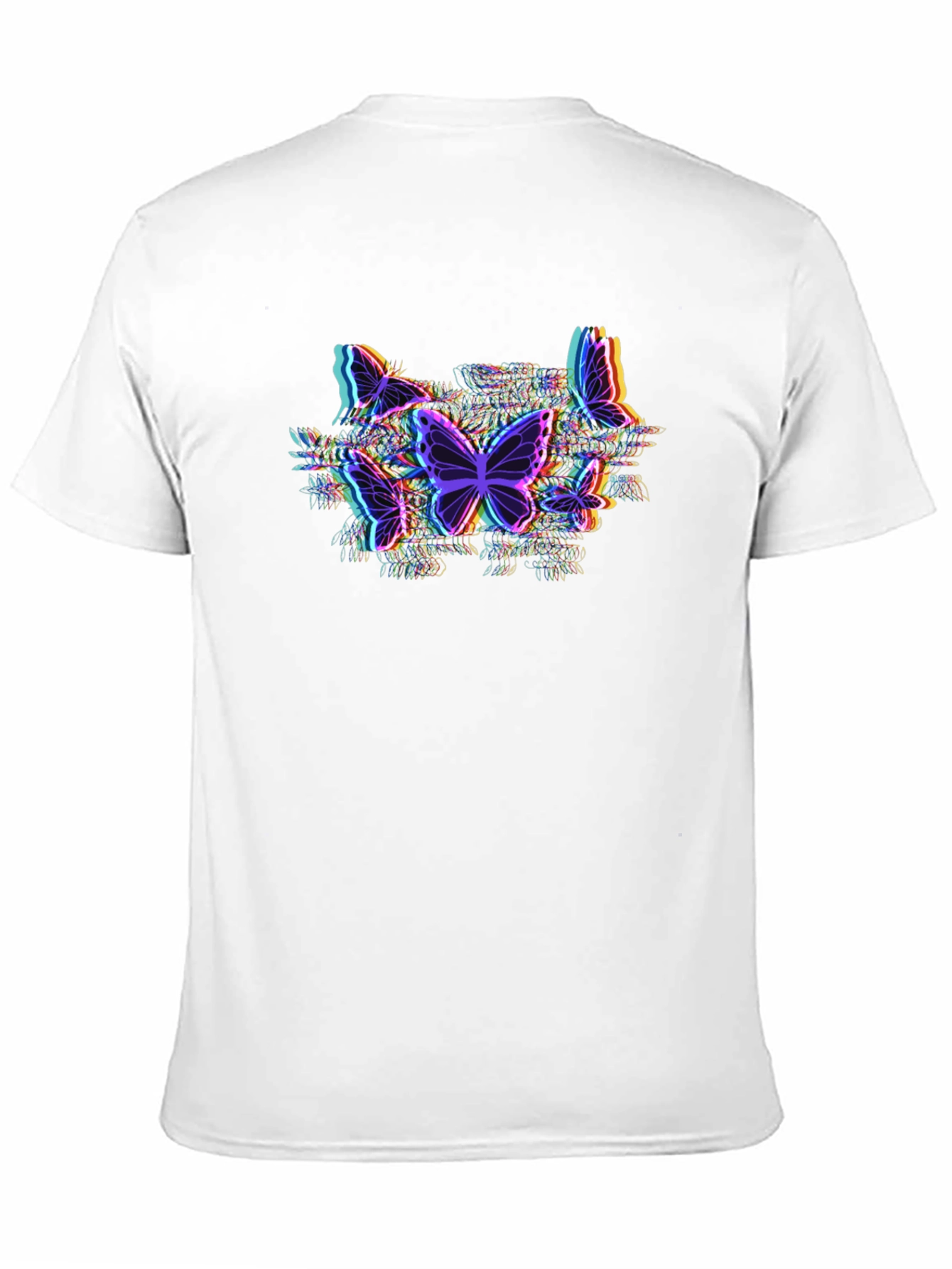 Butterfly Glitch Graphic Tee - Black Cotton T-Shirt