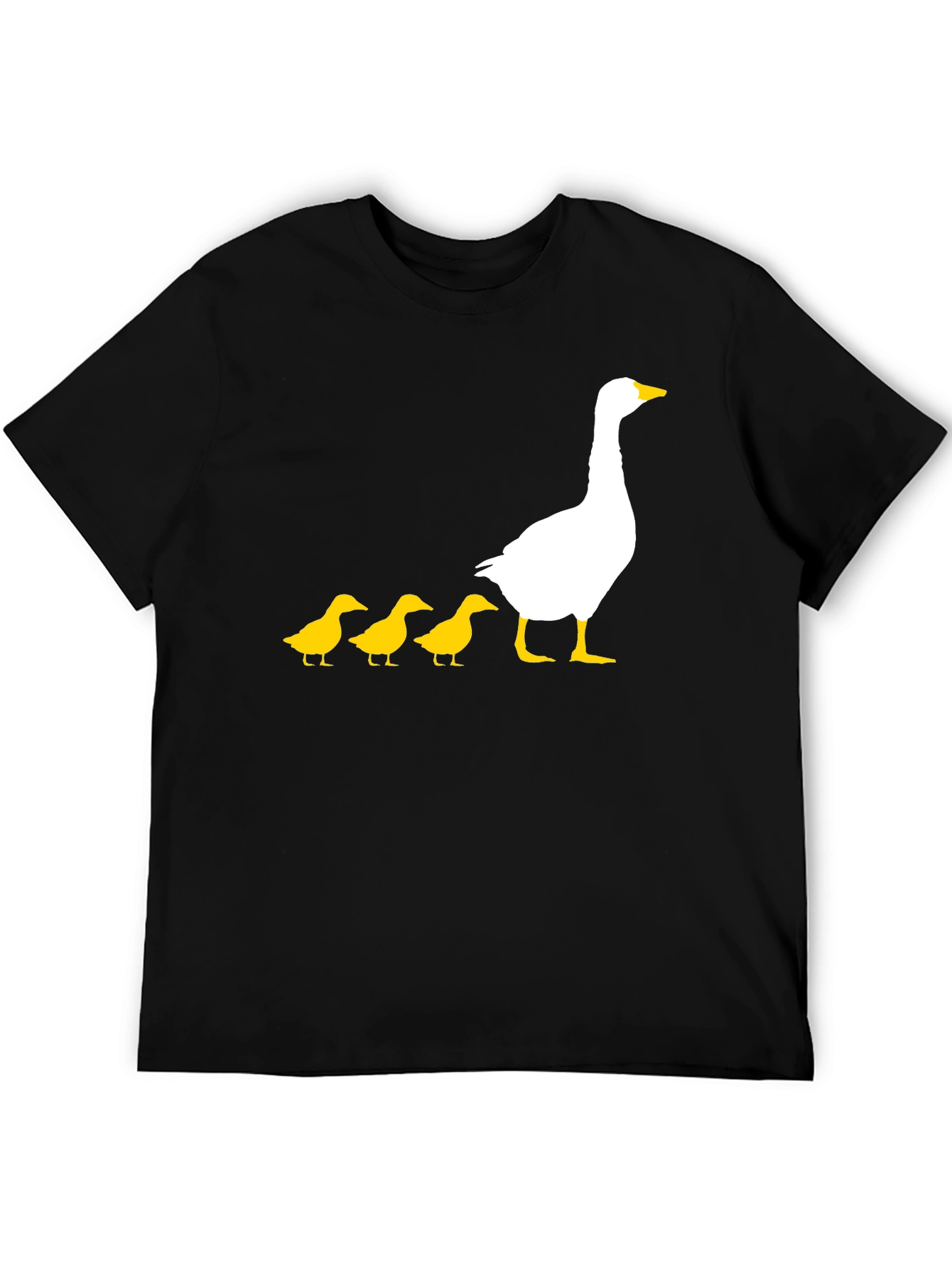 Goose and Ducklings Graphic Tee - Black Cotton T-Shirt