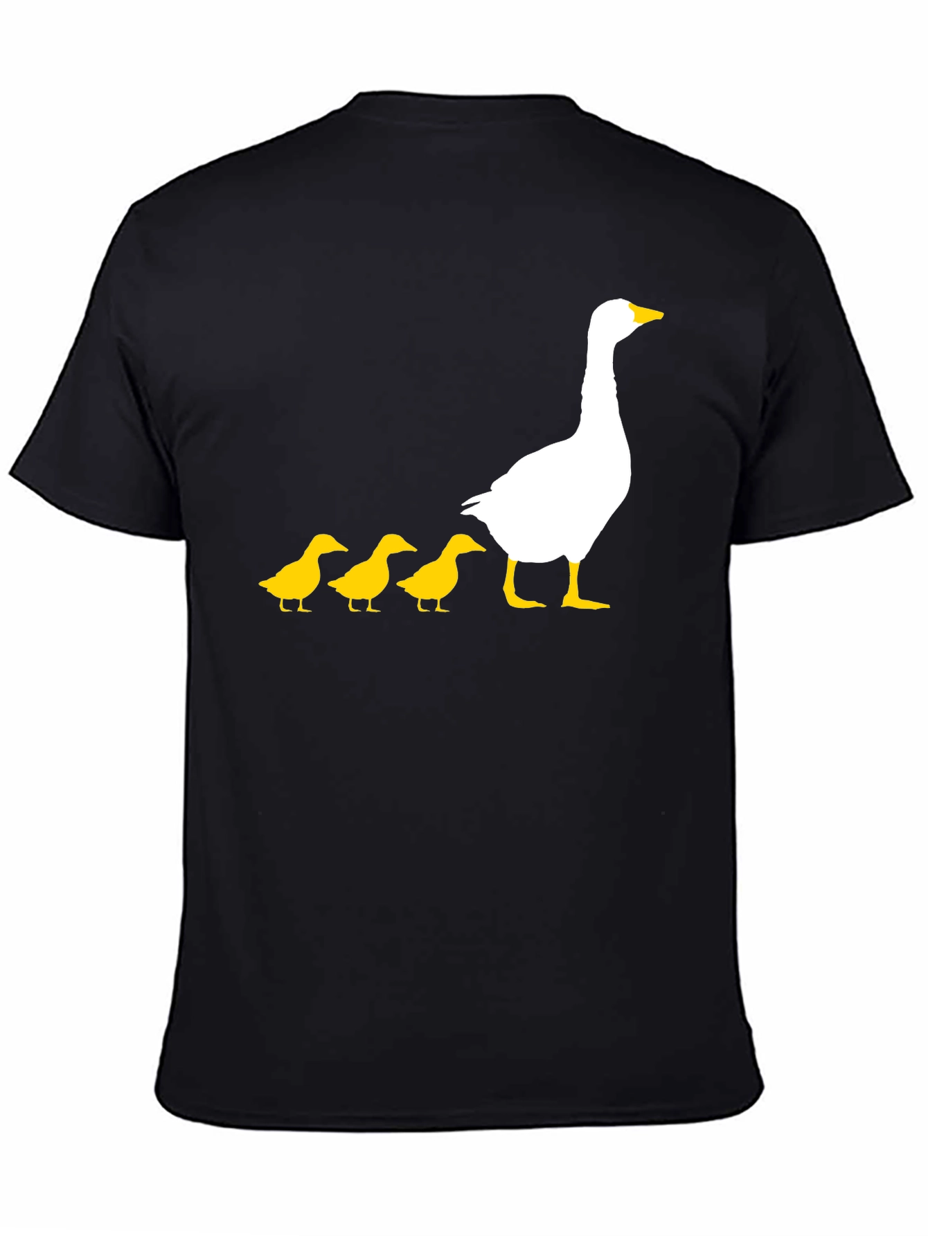 Goose and Ducklings Graphic Tee - Black Cotton T-Shirt