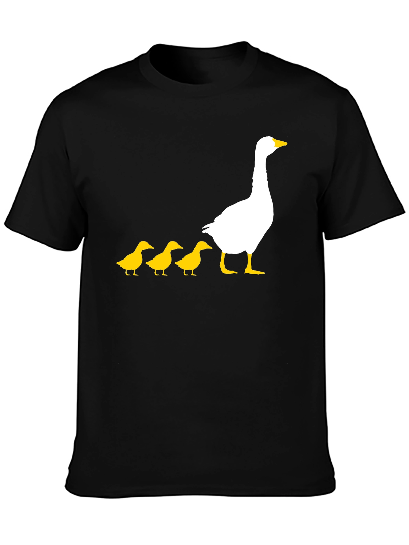 Goose and Ducklings Graphic Tee - Black Cotton T-Shirt
