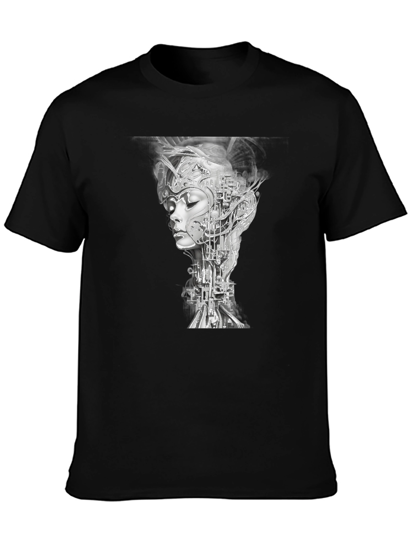 Cyberpunk Woman Graphic Black T-Shirt