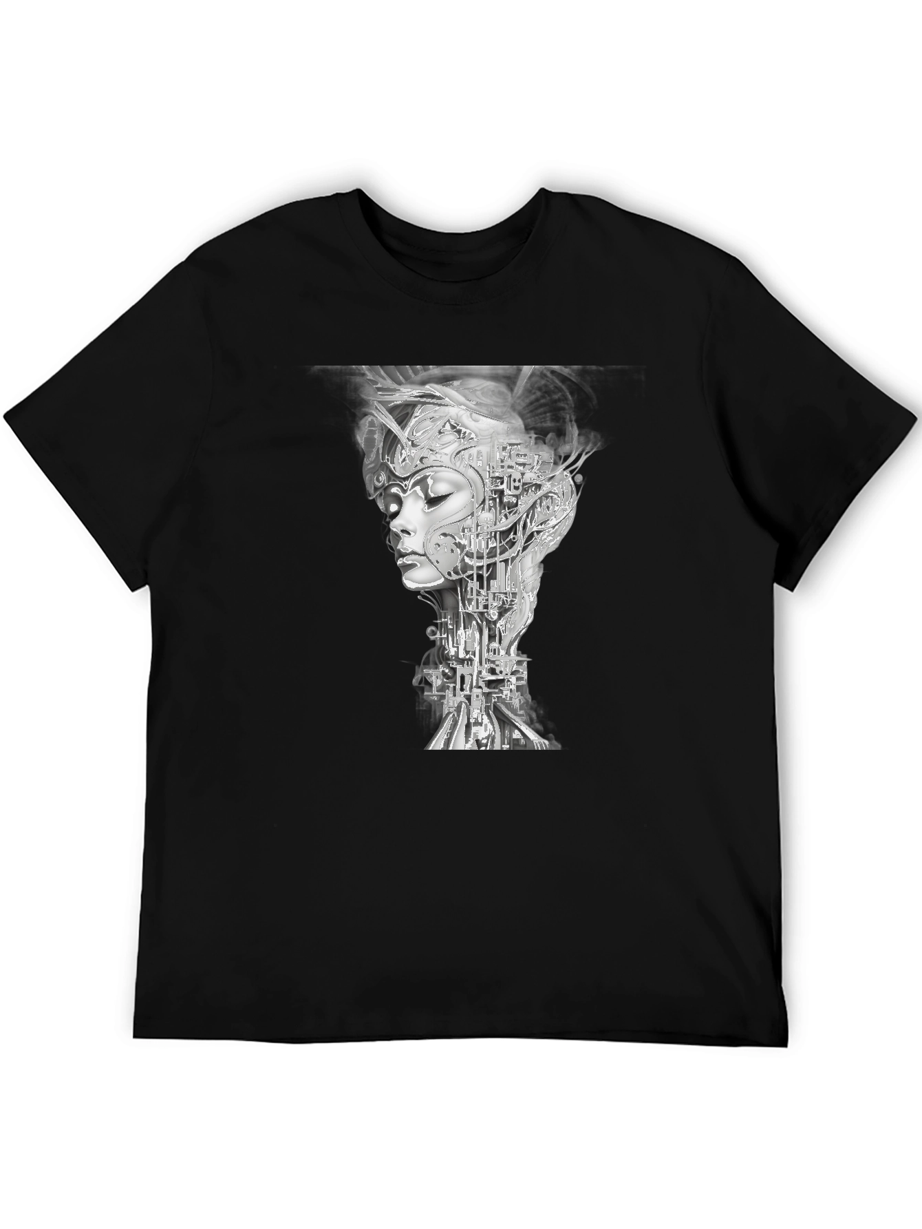Cyberpunk Woman Graphic Black T-Shirt