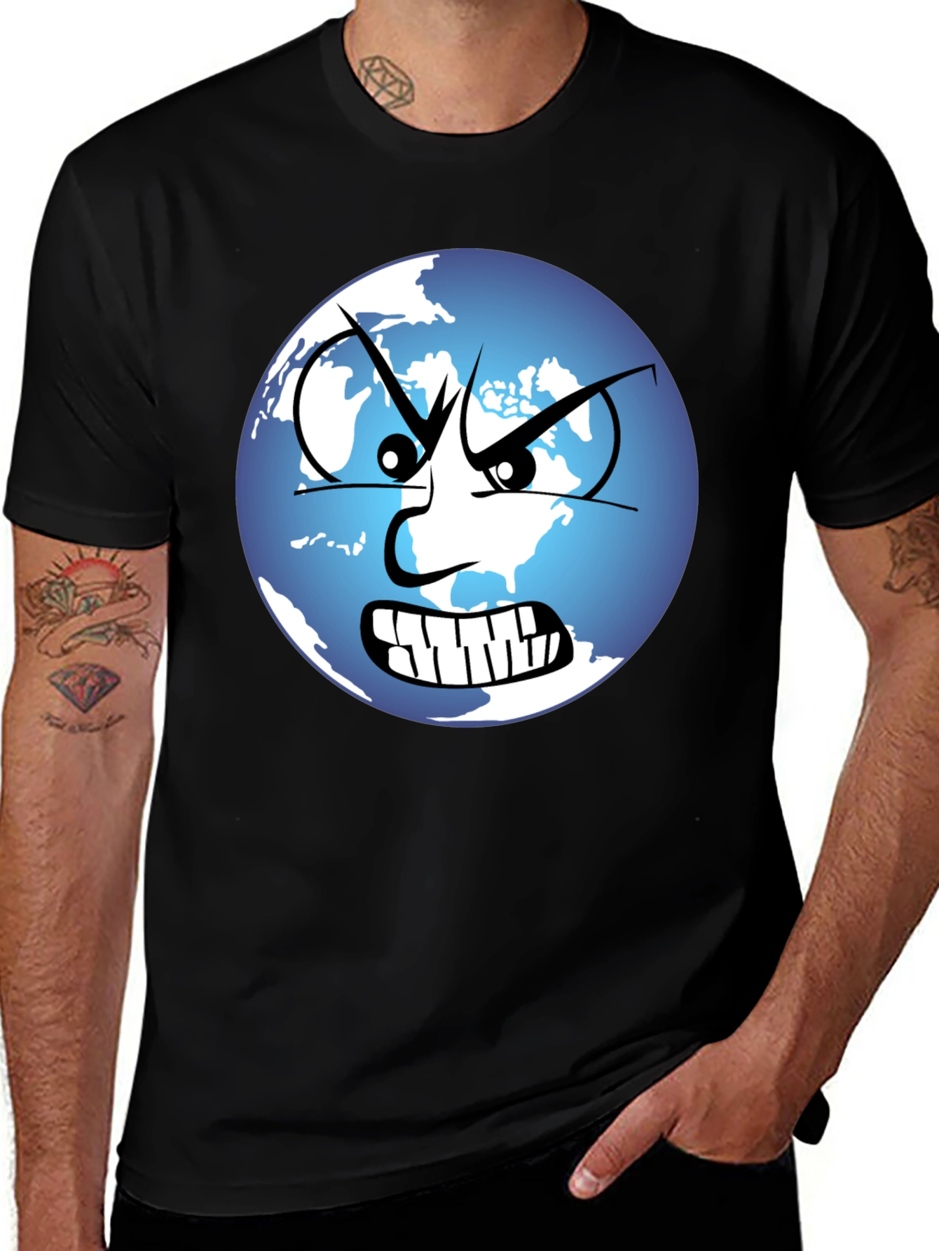 Angry Earth Graphic Tee - Black
