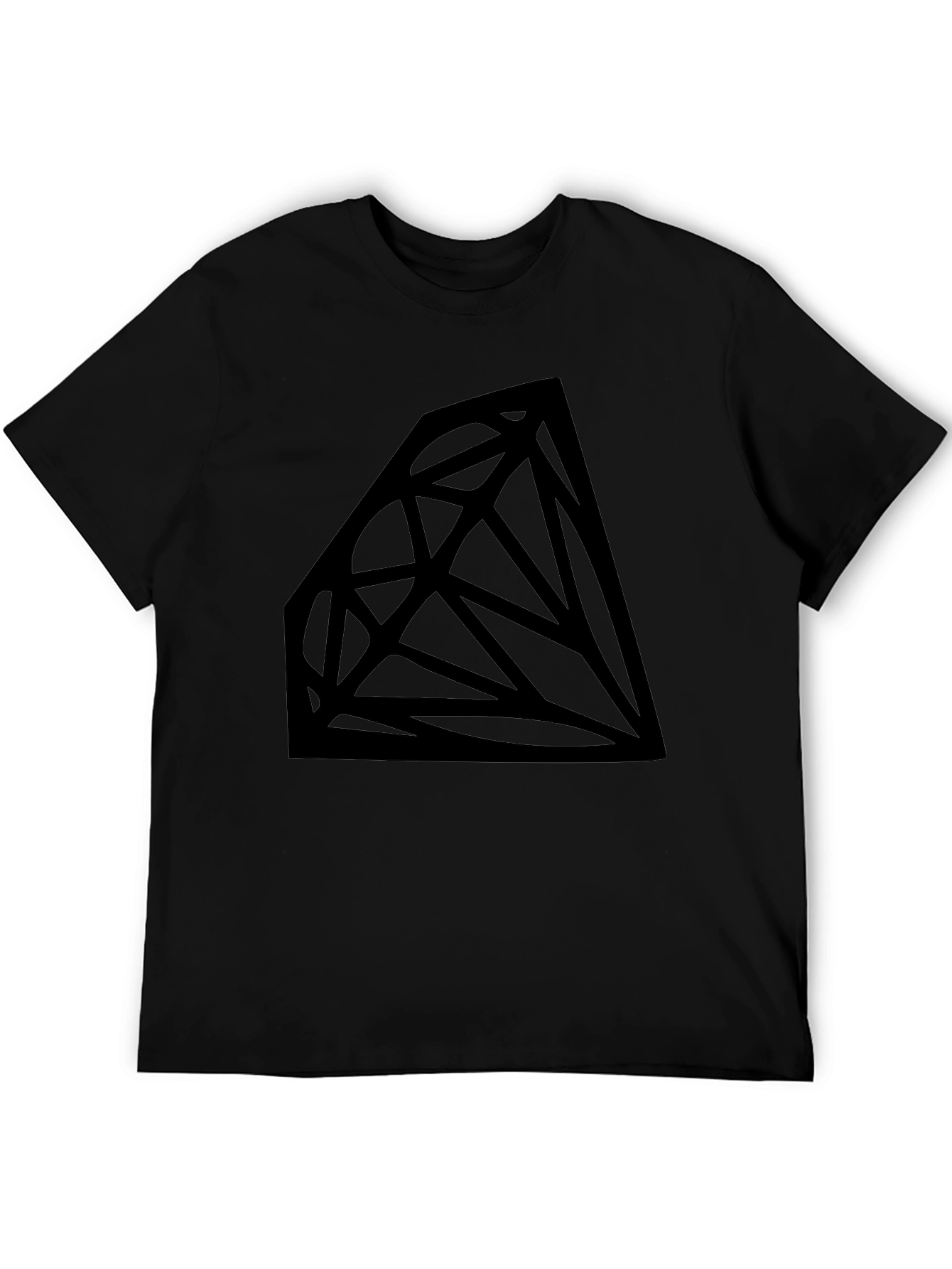 Geometric Diamond Graphic Tee - Black Cotton Blend