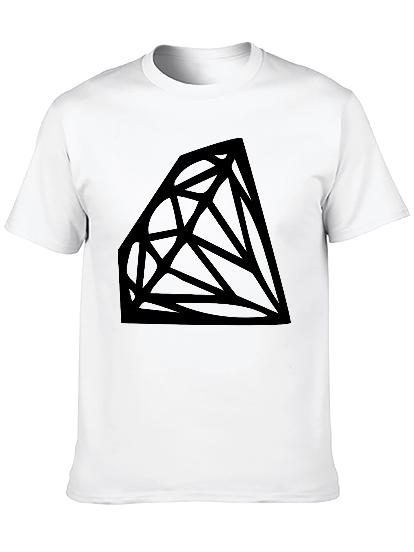 Geometric Diamond Graphic Tee - Black Cotton Blend